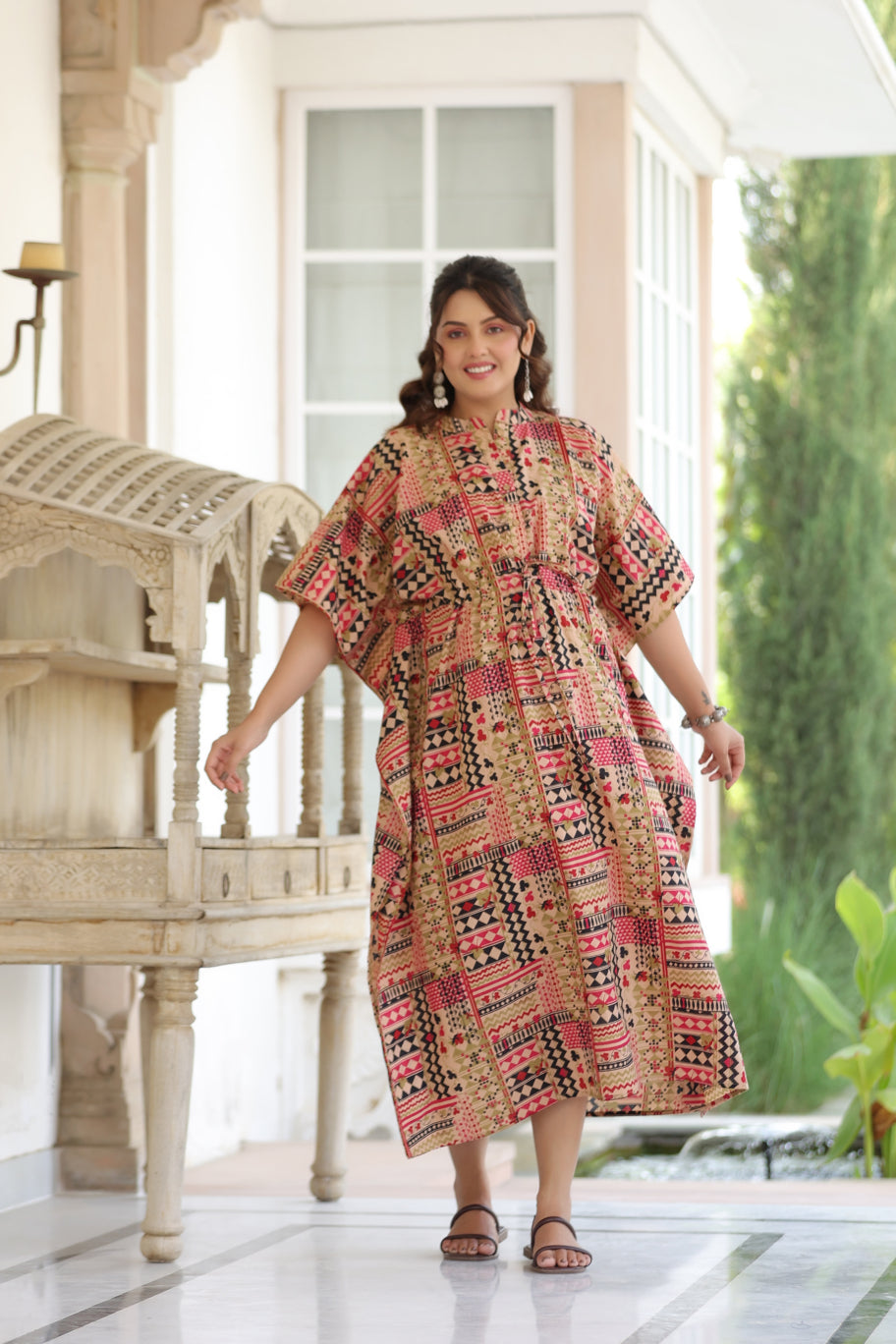 Boho Mosaic Cotton Maternity - Nursing Kaftan ( One-Size )