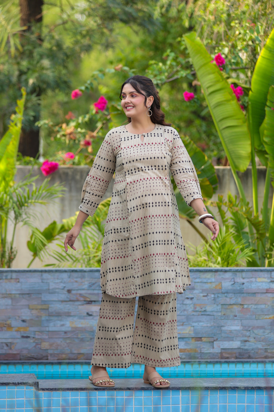 Desert Rhombus Cotton Maternity - Nursing Co-ord Set