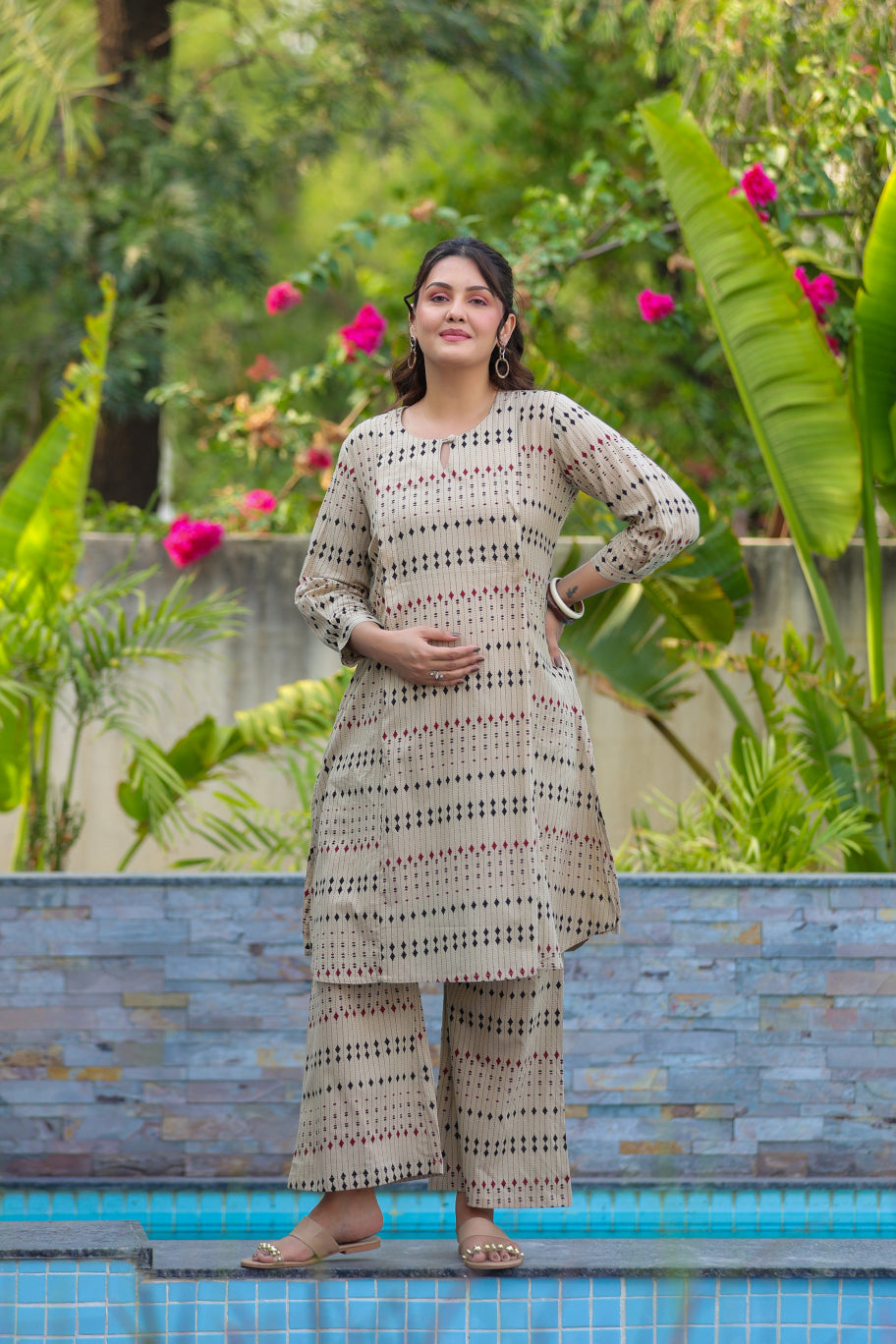 Desert Rhombus Cotton Maternity - Nursing Co-ord Set