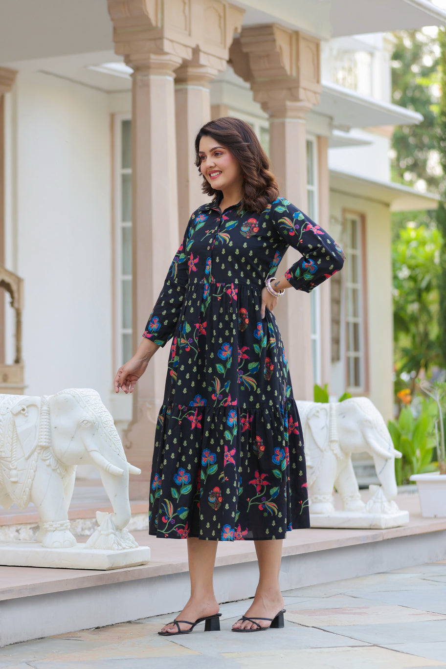 Wildflower Noir Cotton Dress