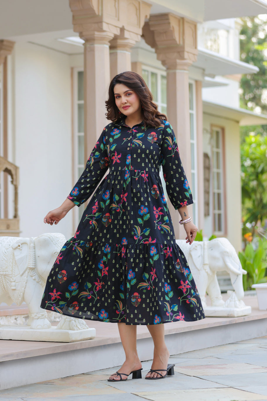 Wildflower Noir Cotton Dress