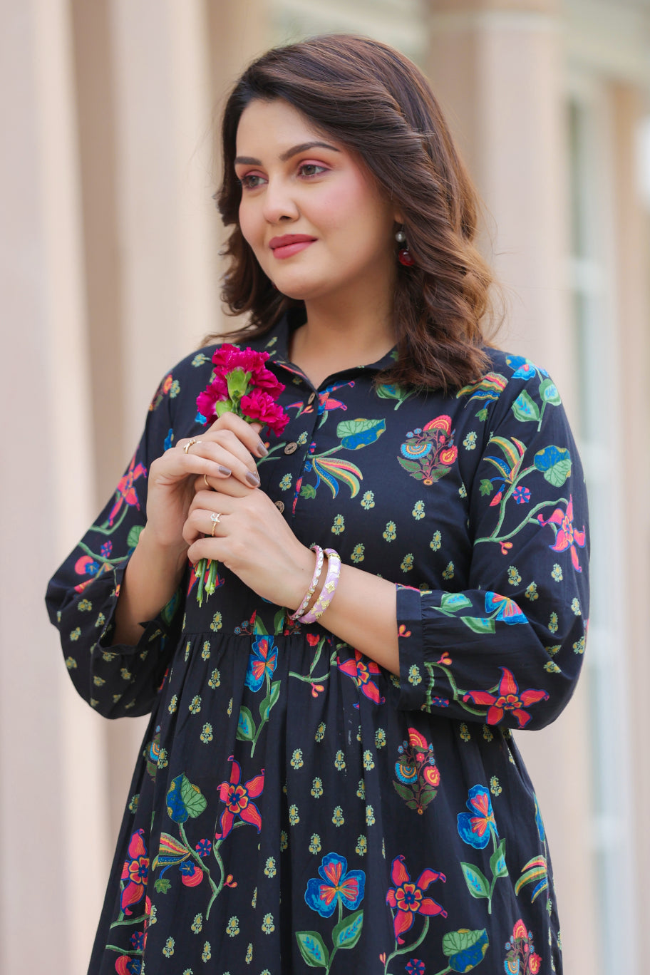 Wildflower Noir Cotton Dress
