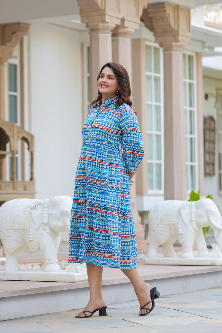 Sky Mosaic Cotton Dress