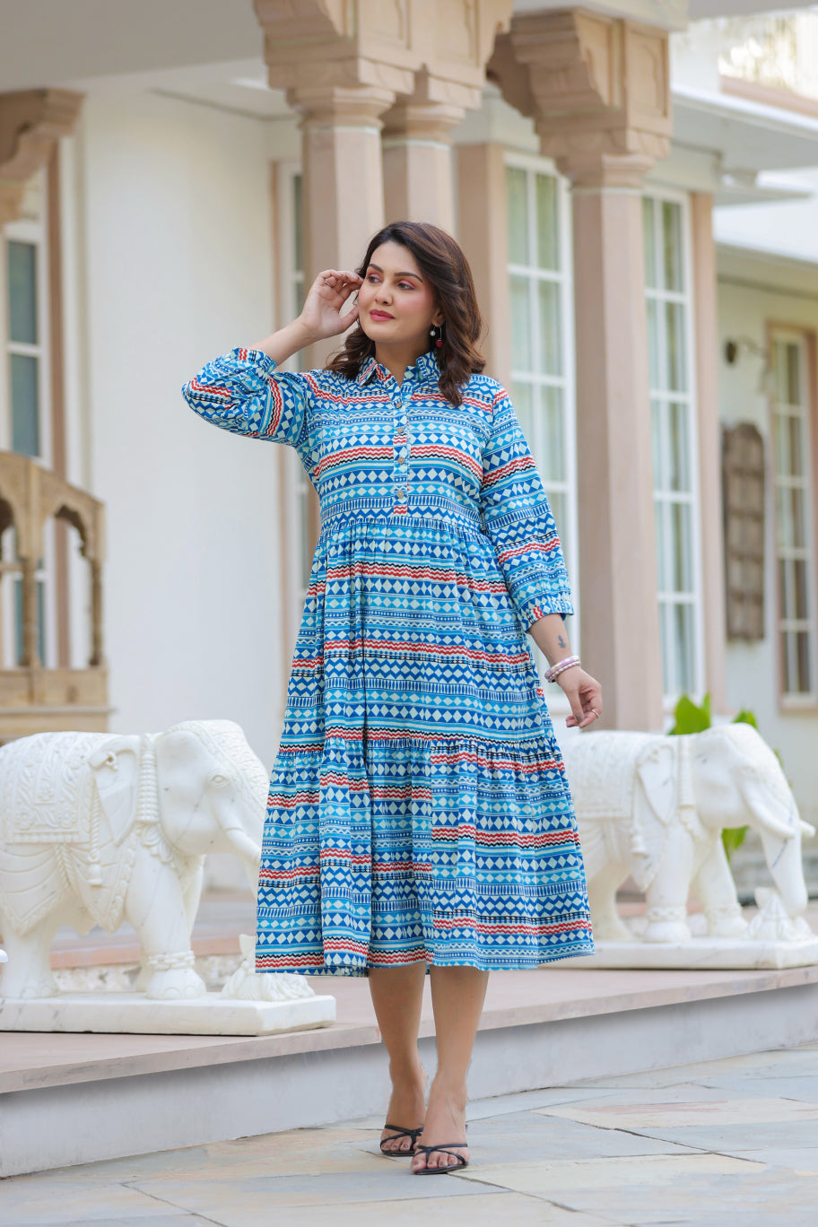 Sky Mosaic Cotton Dress