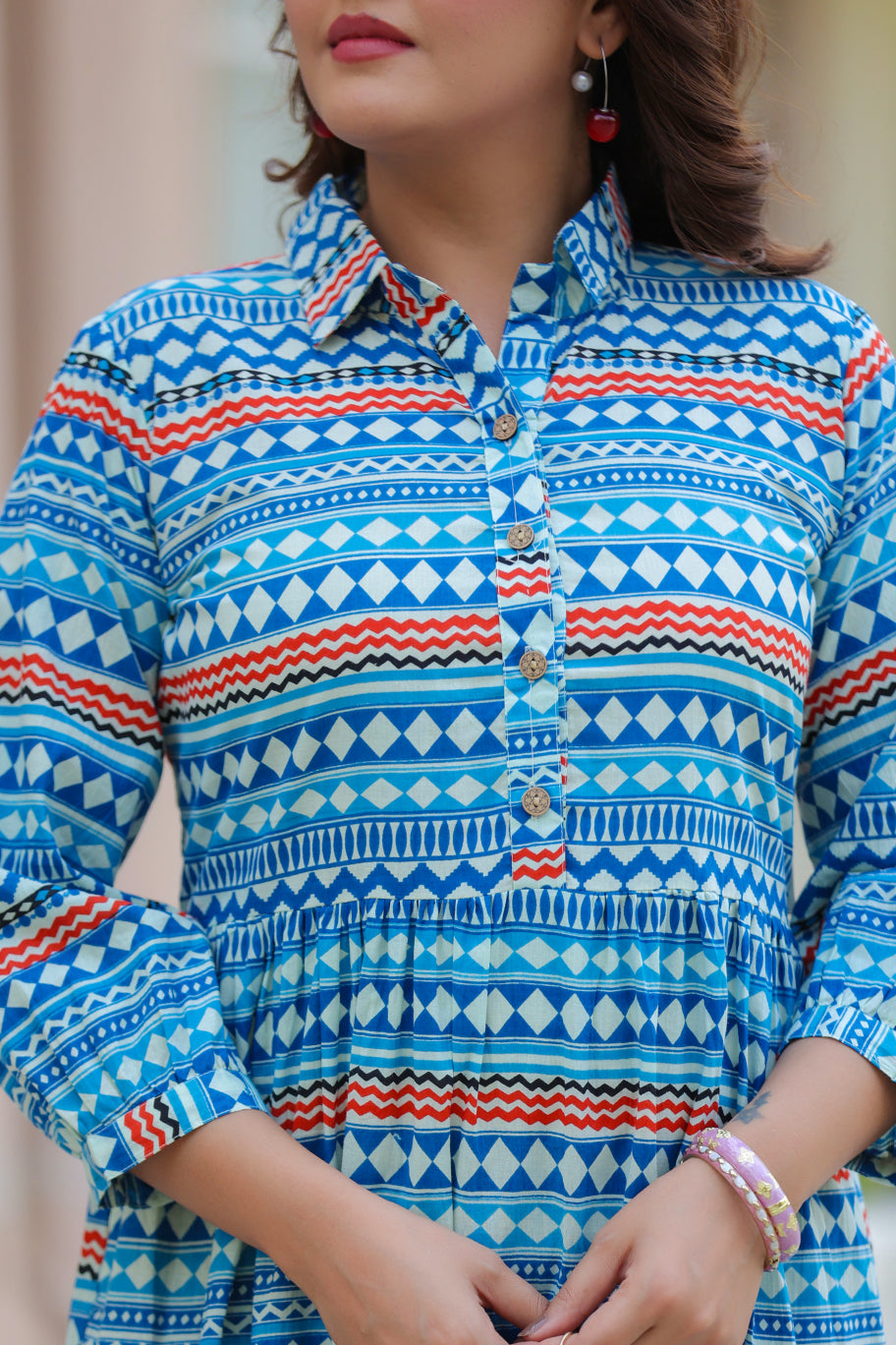 Sky Mosaic Cotton Dress