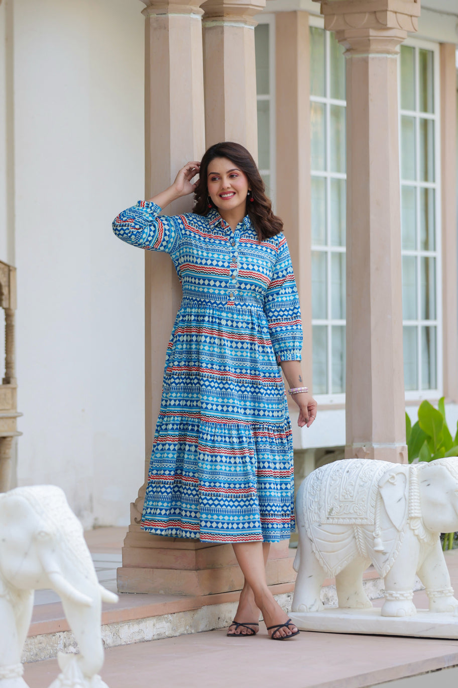Sky Mosaic Cotton Dress