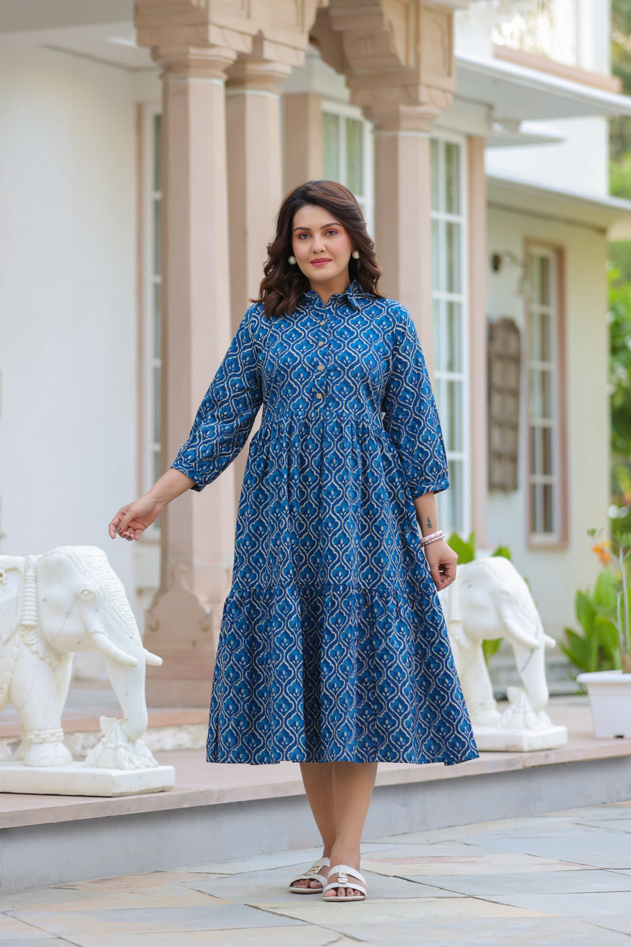 Classic Indigo Cotton Dress