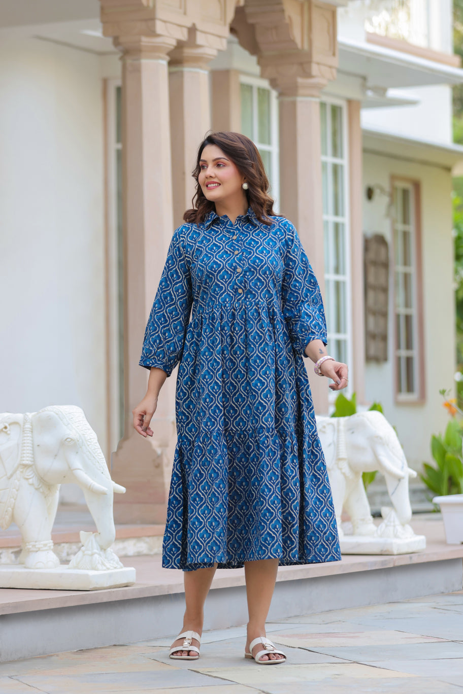 Classic Indigo Cotton Dress