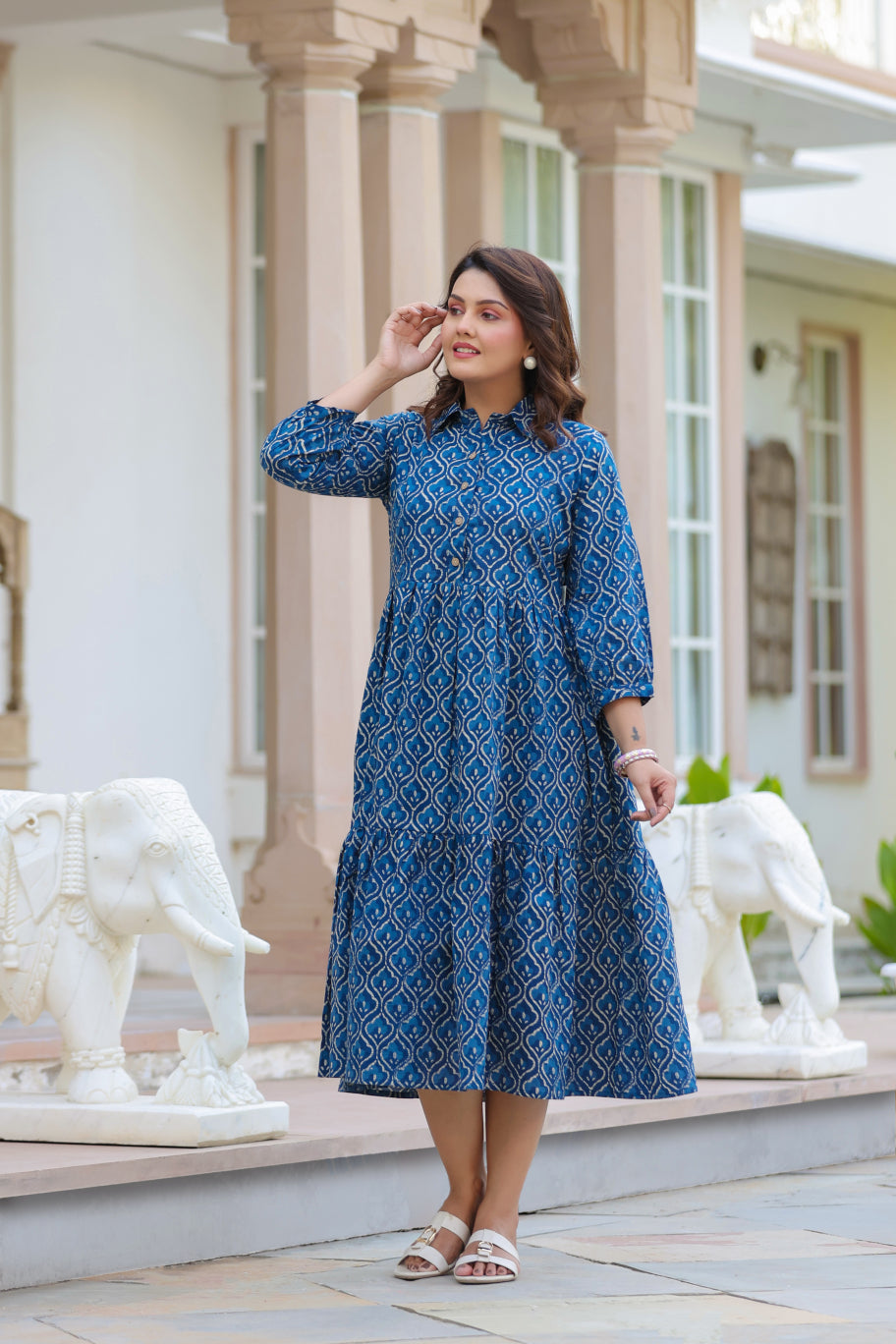 Classic Indigo Cotton Dress