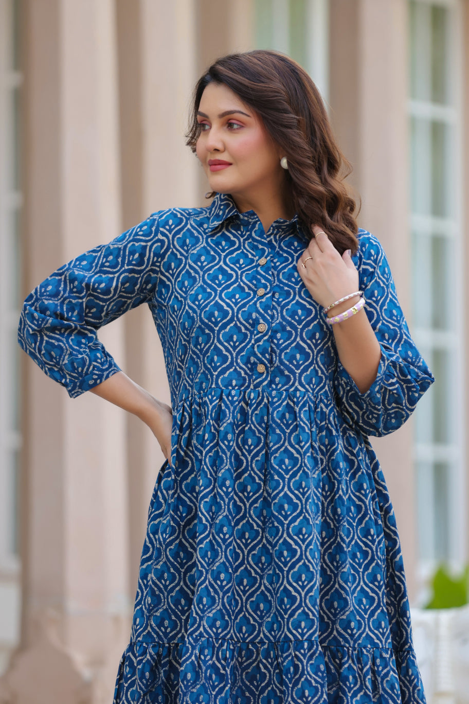 Classic Indigo Cotton Dress