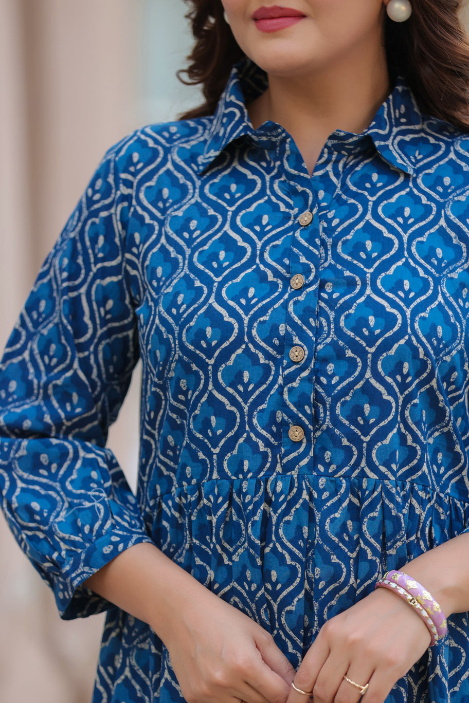 Classic Indigo Cotton Dress