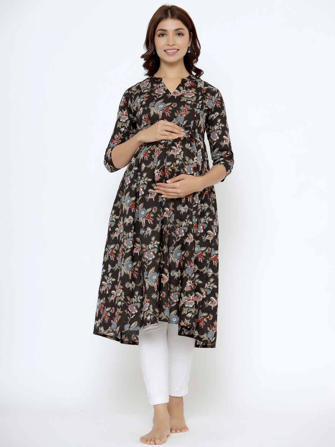 Midnight Jaal Cotton Maternity - Nursing Kurta