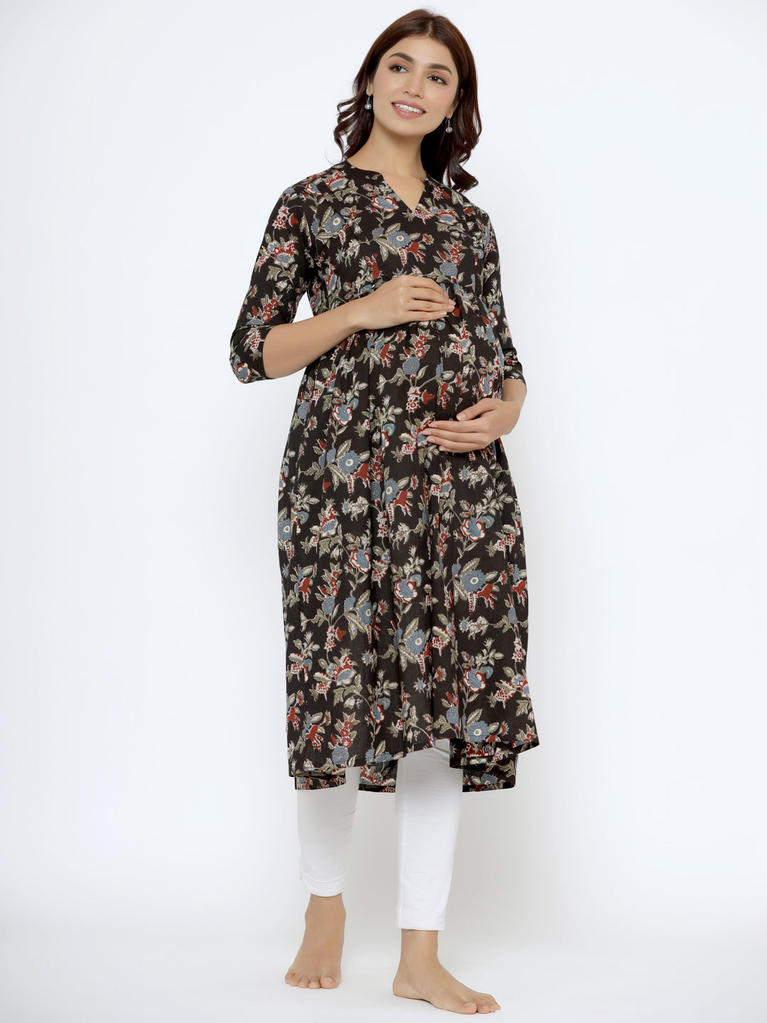 Midnight Jaal Cotton Maternity - Nursing Kurta
