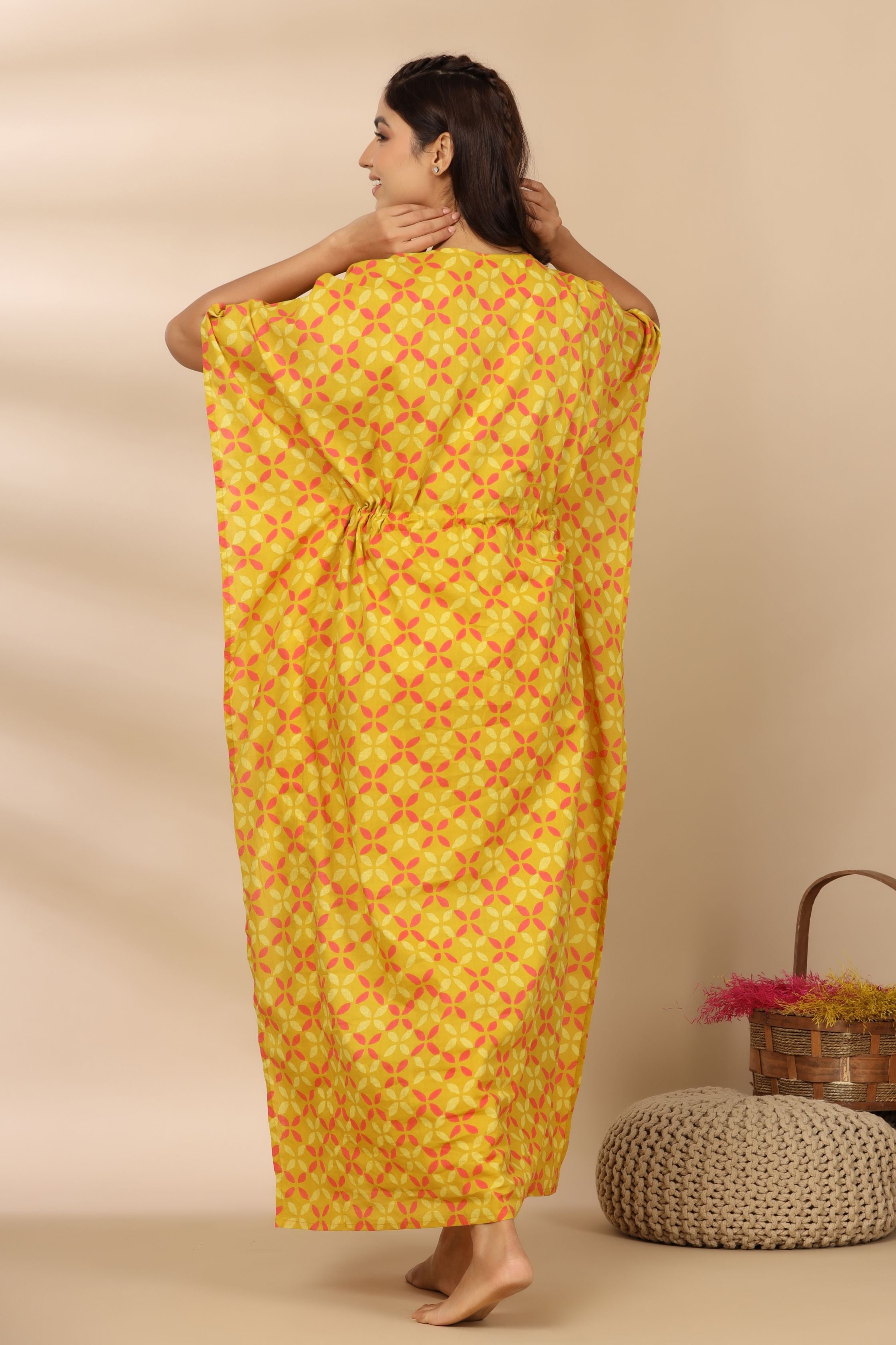 Titanium Abstract Cotton Maternity - Nursing Kaftan ( One-Size )