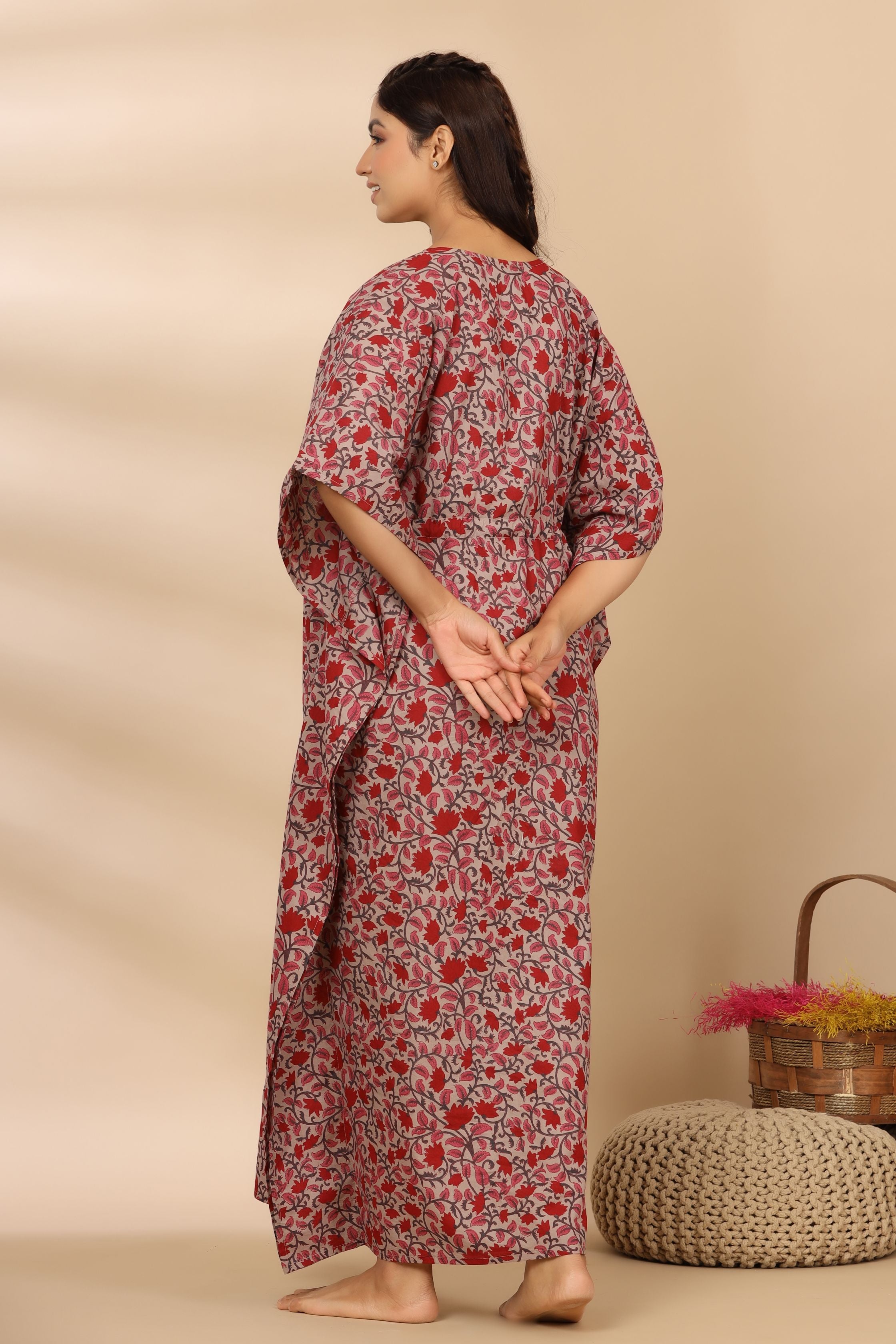 Wild Orchid Jaal Cotton Maternity - Nursing Kaftan ( One-Size )