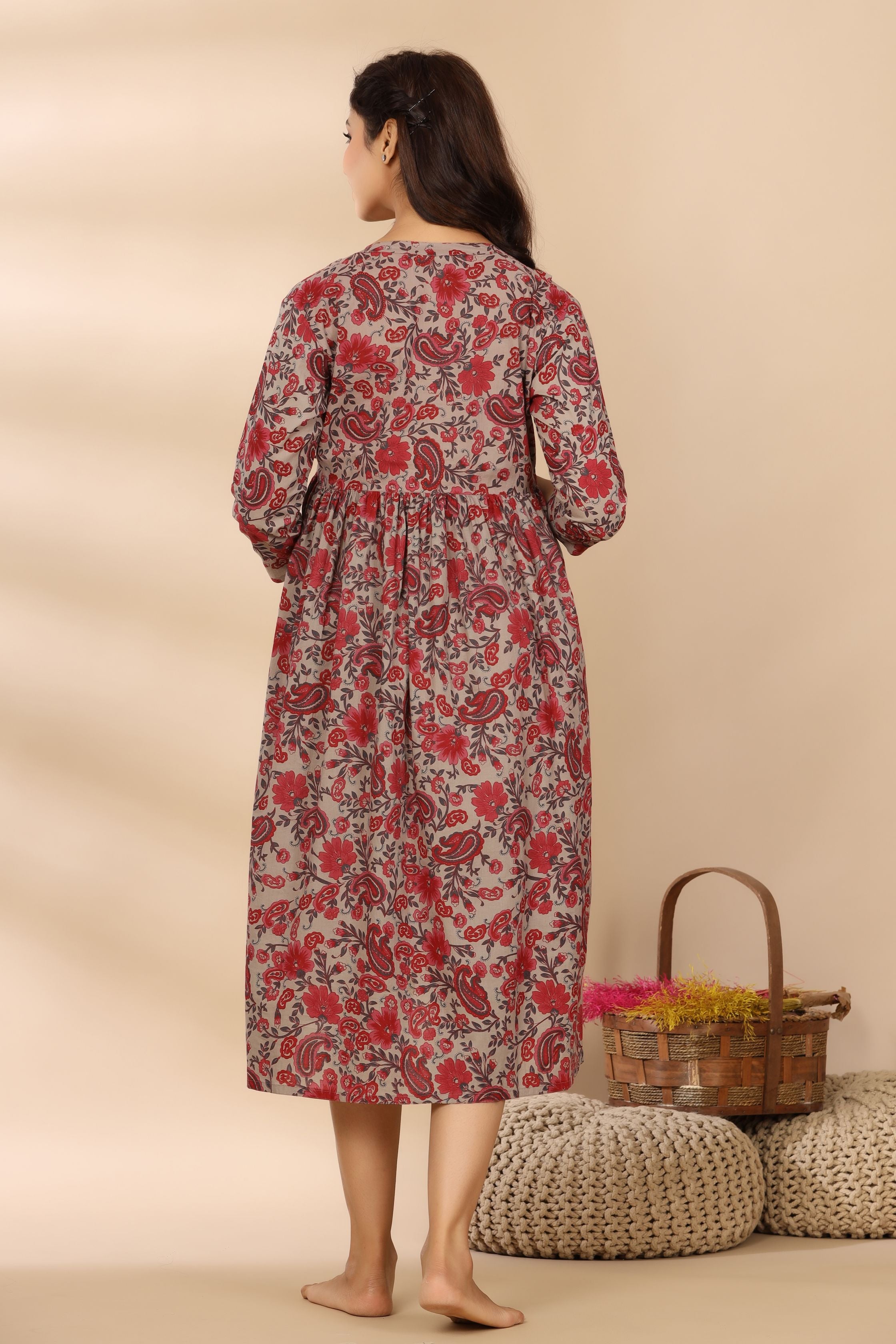 Wild Orchid Cotton Maternity - Nursing Dress