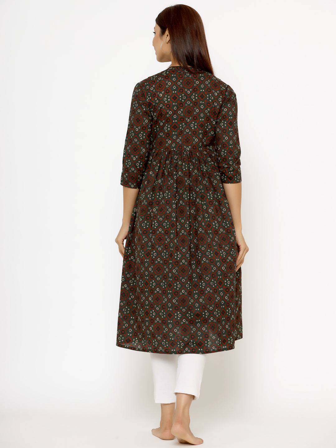 Seaweed Ajrakh Cotton Maternity - Nursing Kurta