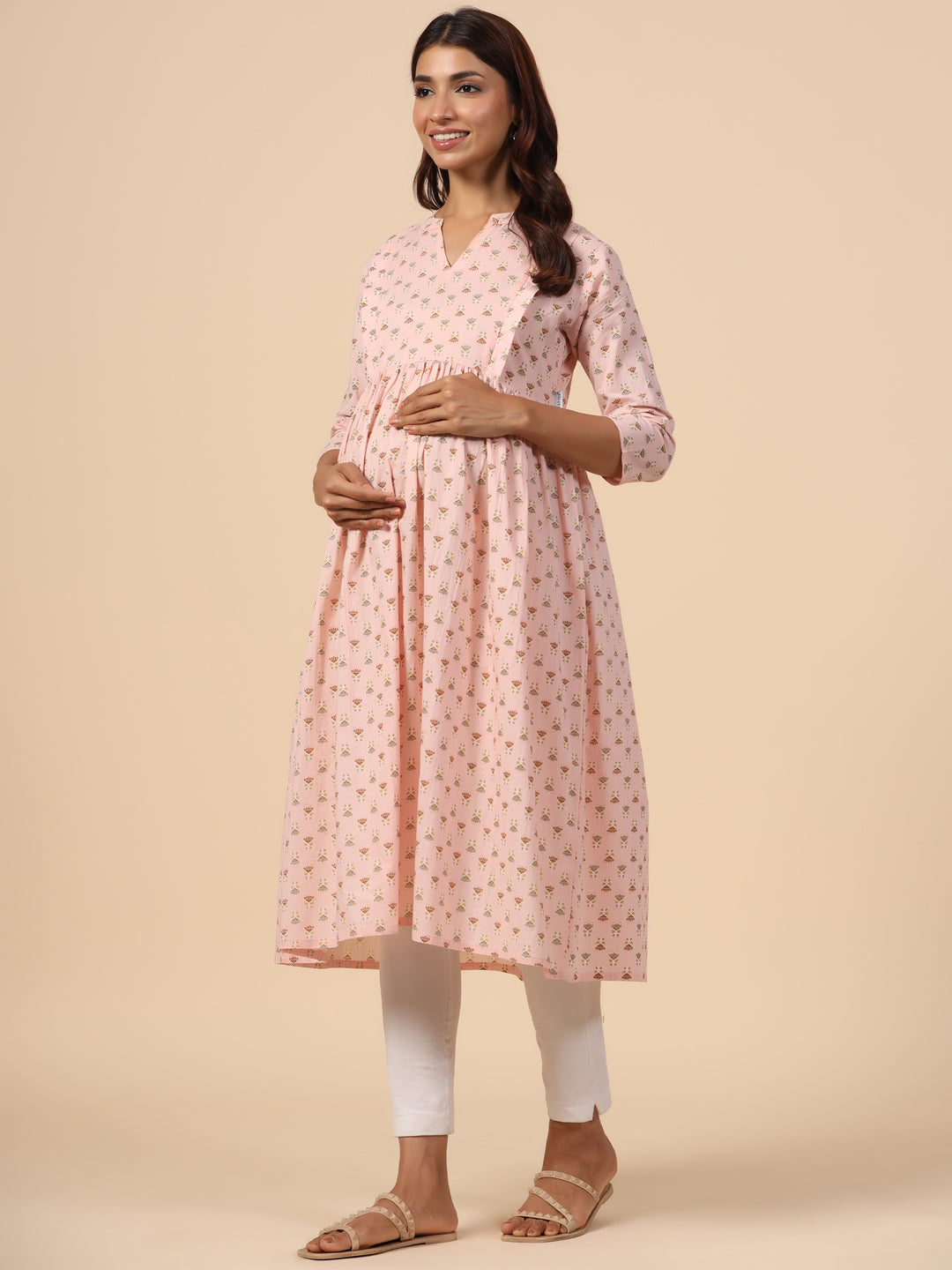 Soft Berry Cotton Maternity - Nursing Kurta
