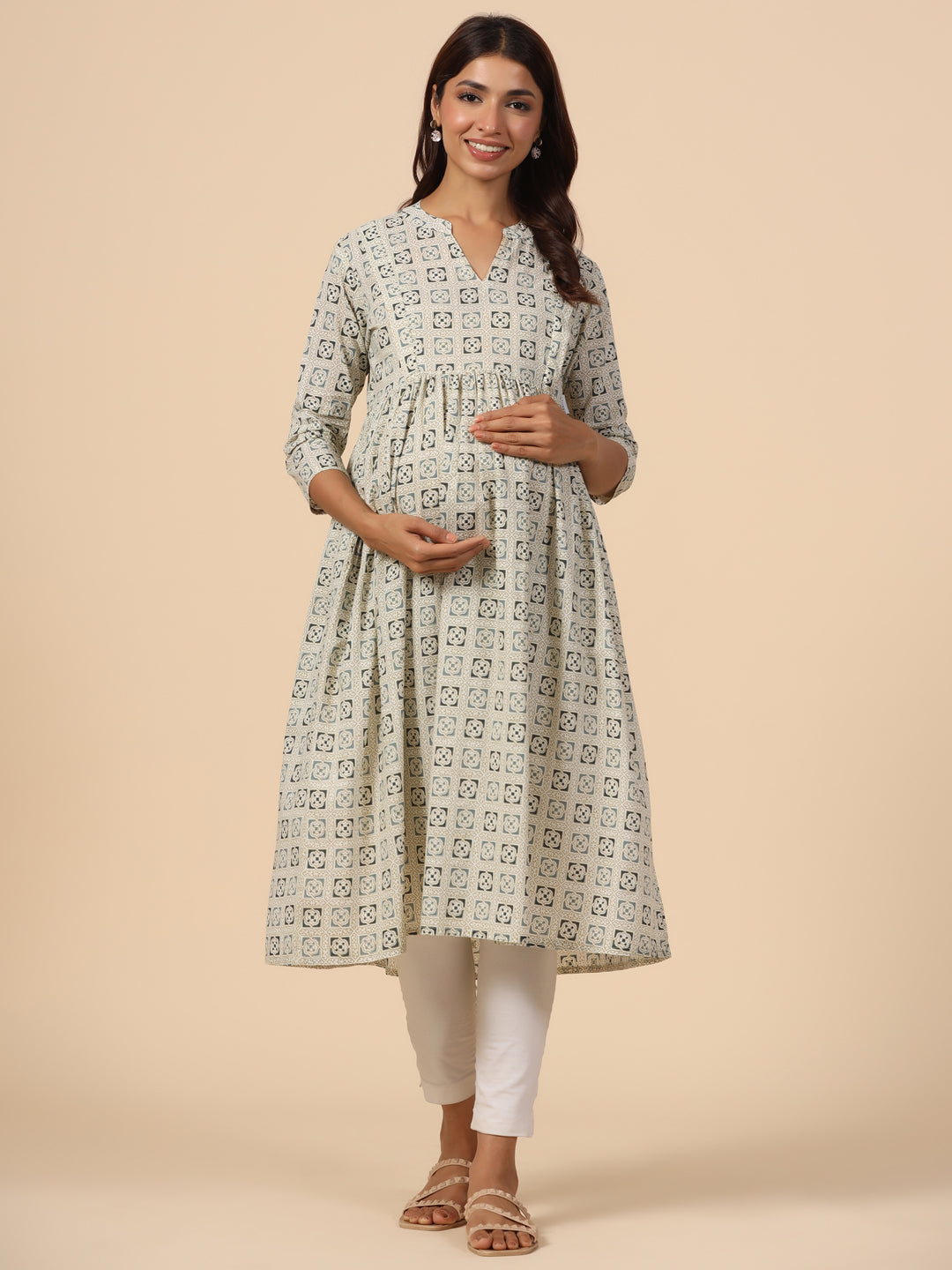 White Dove Cotton Maternity - Nursing Kurta