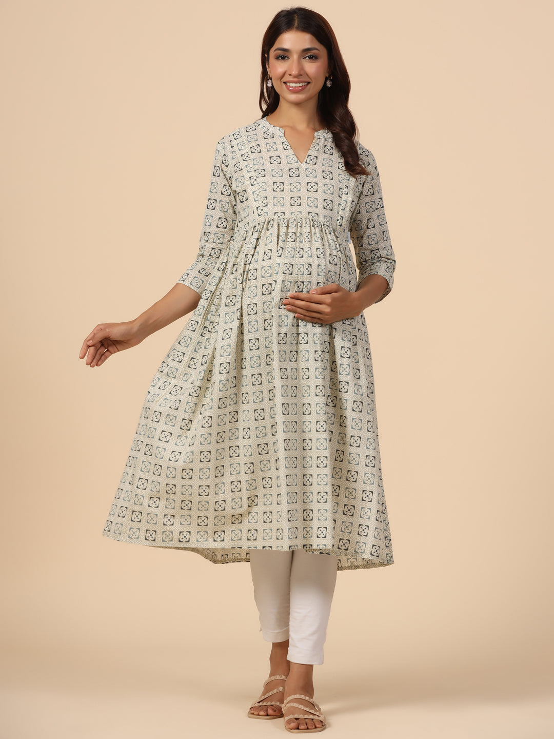 White Dove Cotton Maternity - Nursing Kurta