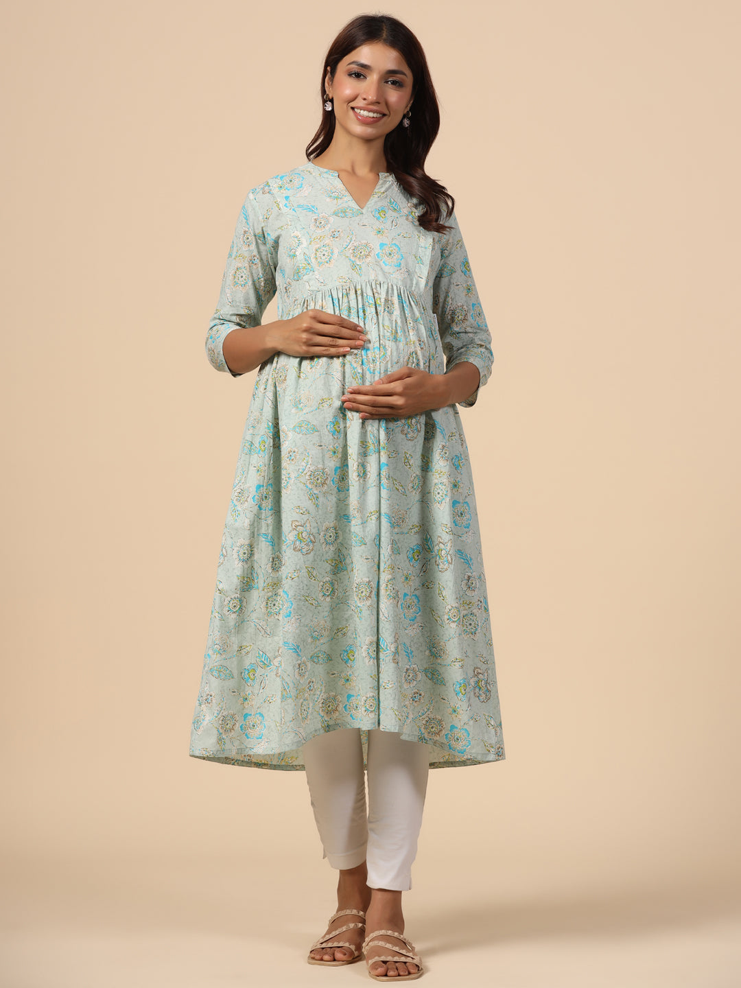 Iceberg Floral Cotton Maternity - Nursing Kurta