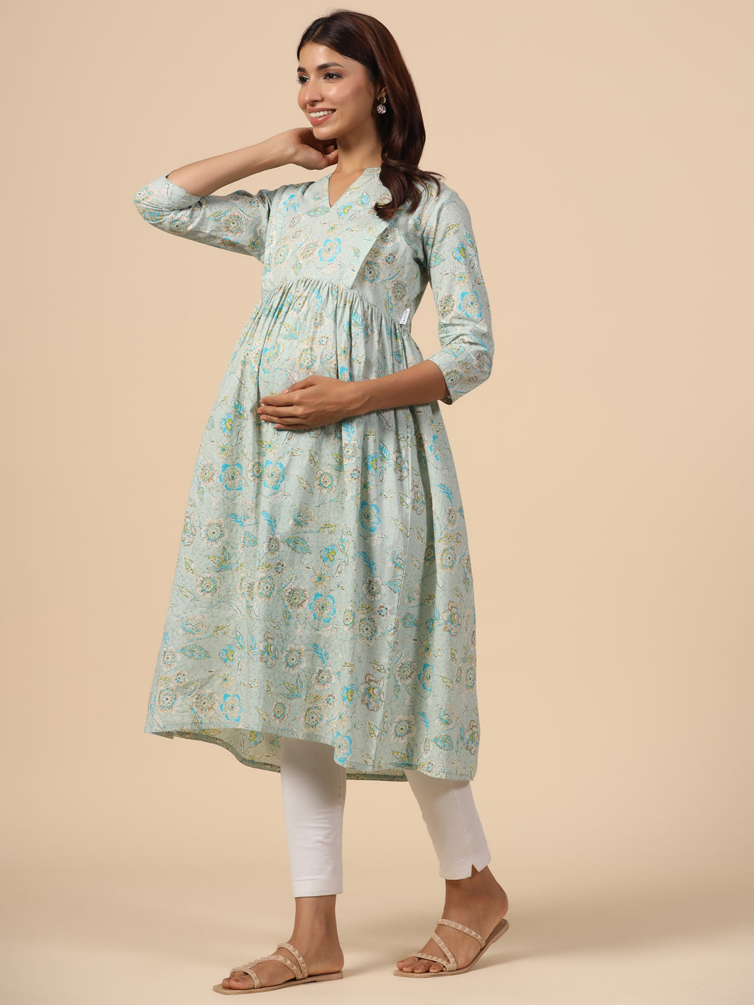 Iceberg Floral Cotton Maternity - Nursing Kurta