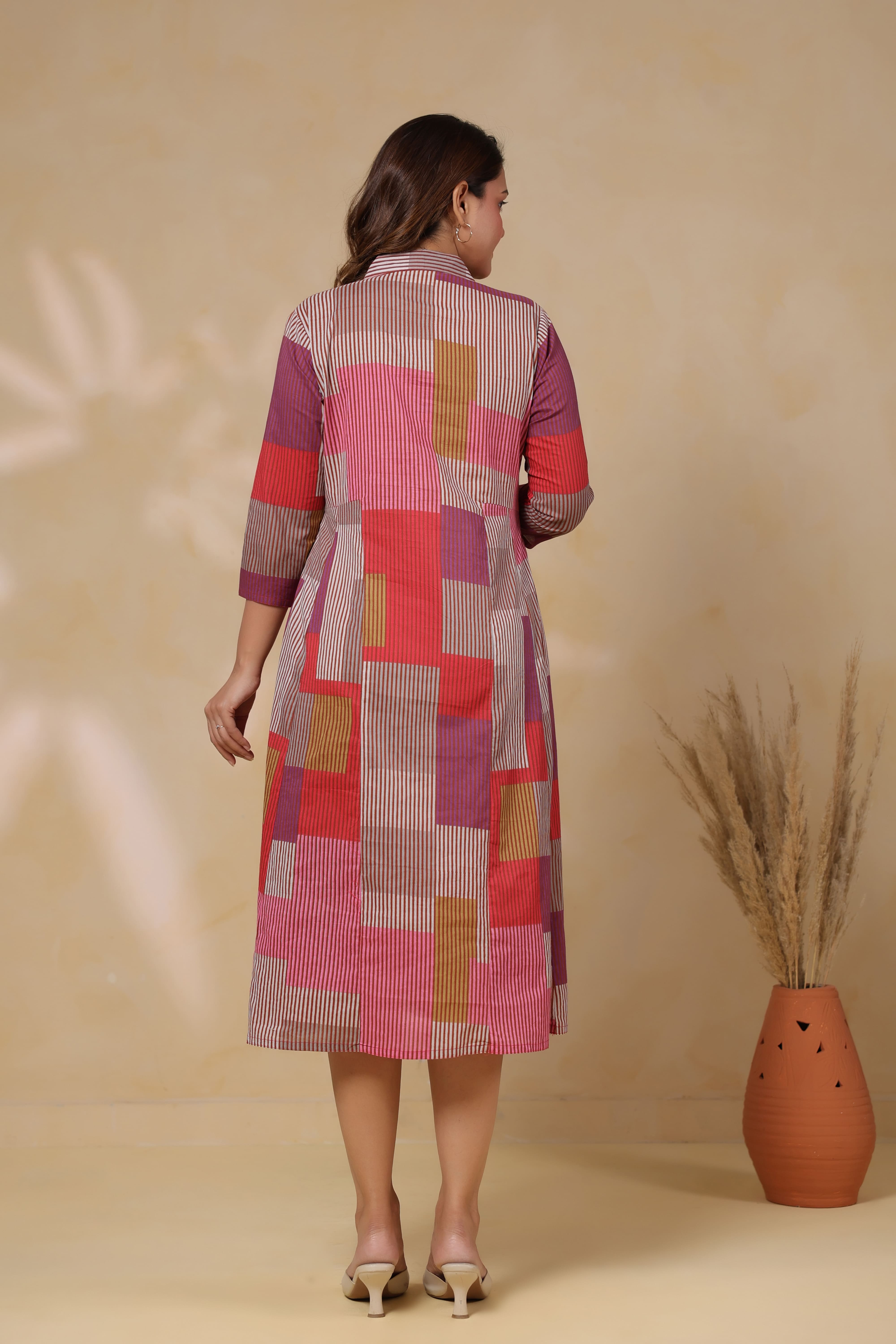 Cherry Multi Panelled Cotton Maternity - Nursing Dress