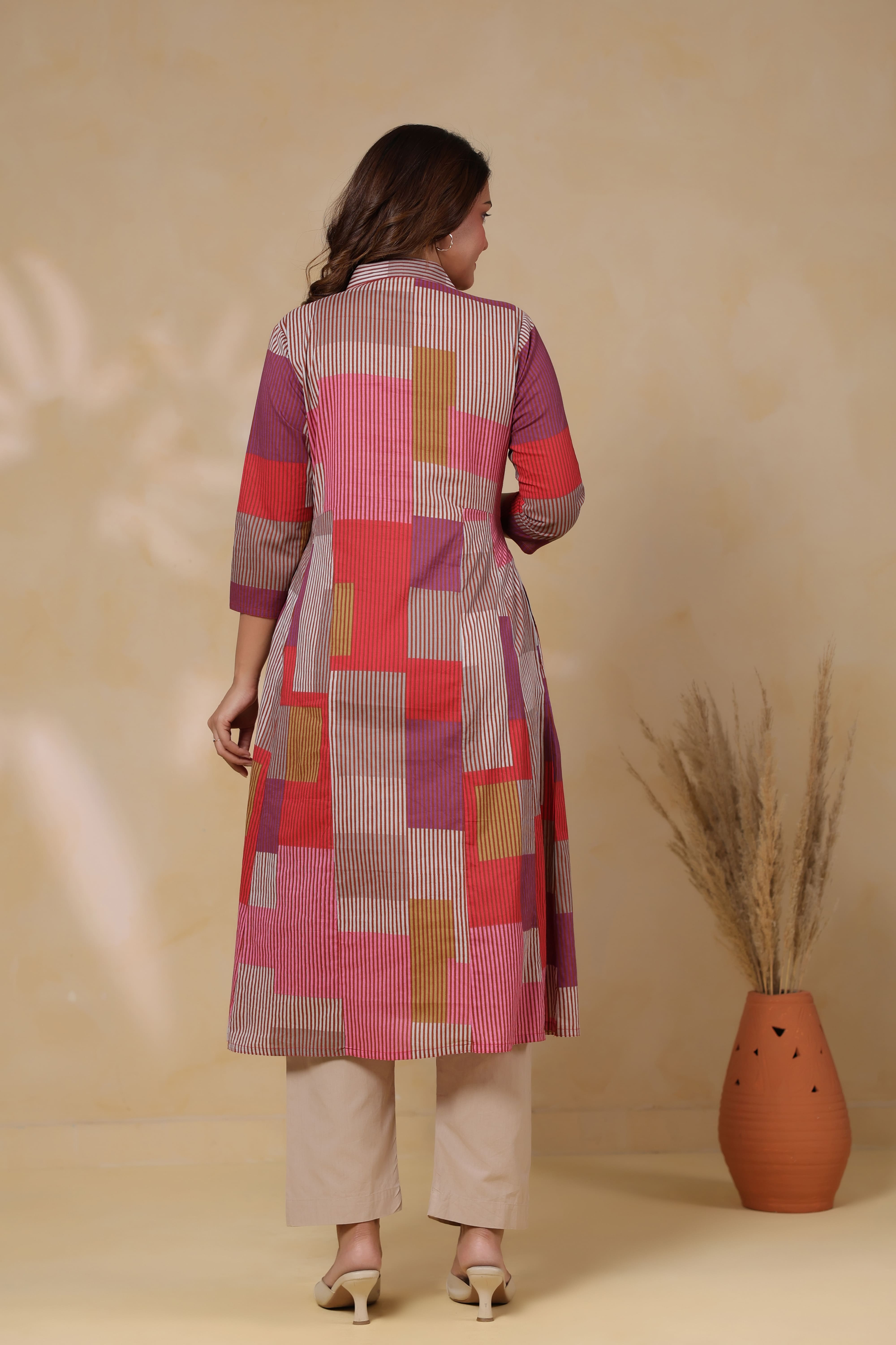 Cherry Multi Panelled Cotton Maternity - Nursing Kurta