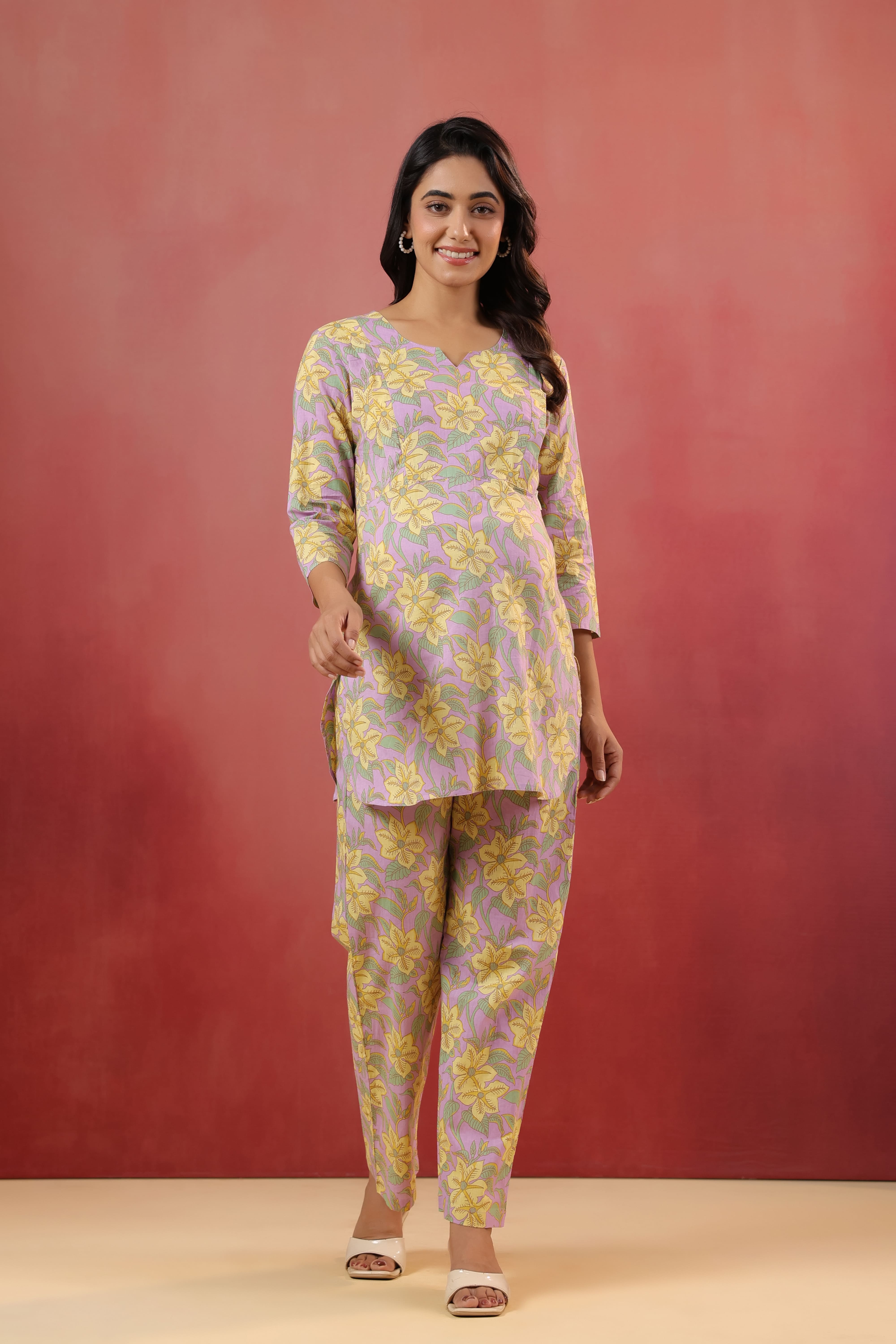 Blossom Mauve Cotton Maternity - Nursing Co-ord Set