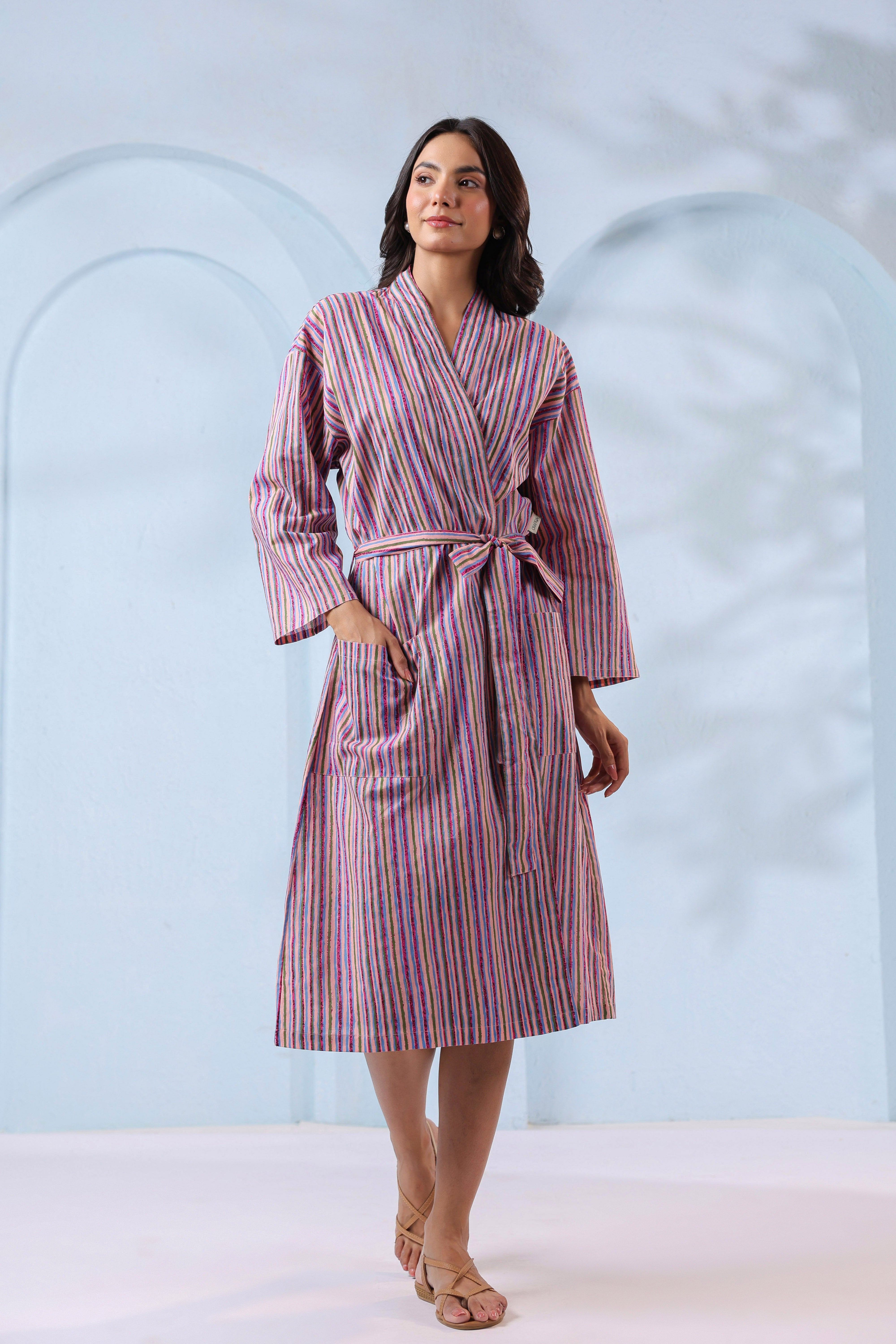 Prismatic Lines Cotton Robe ( One-Size )