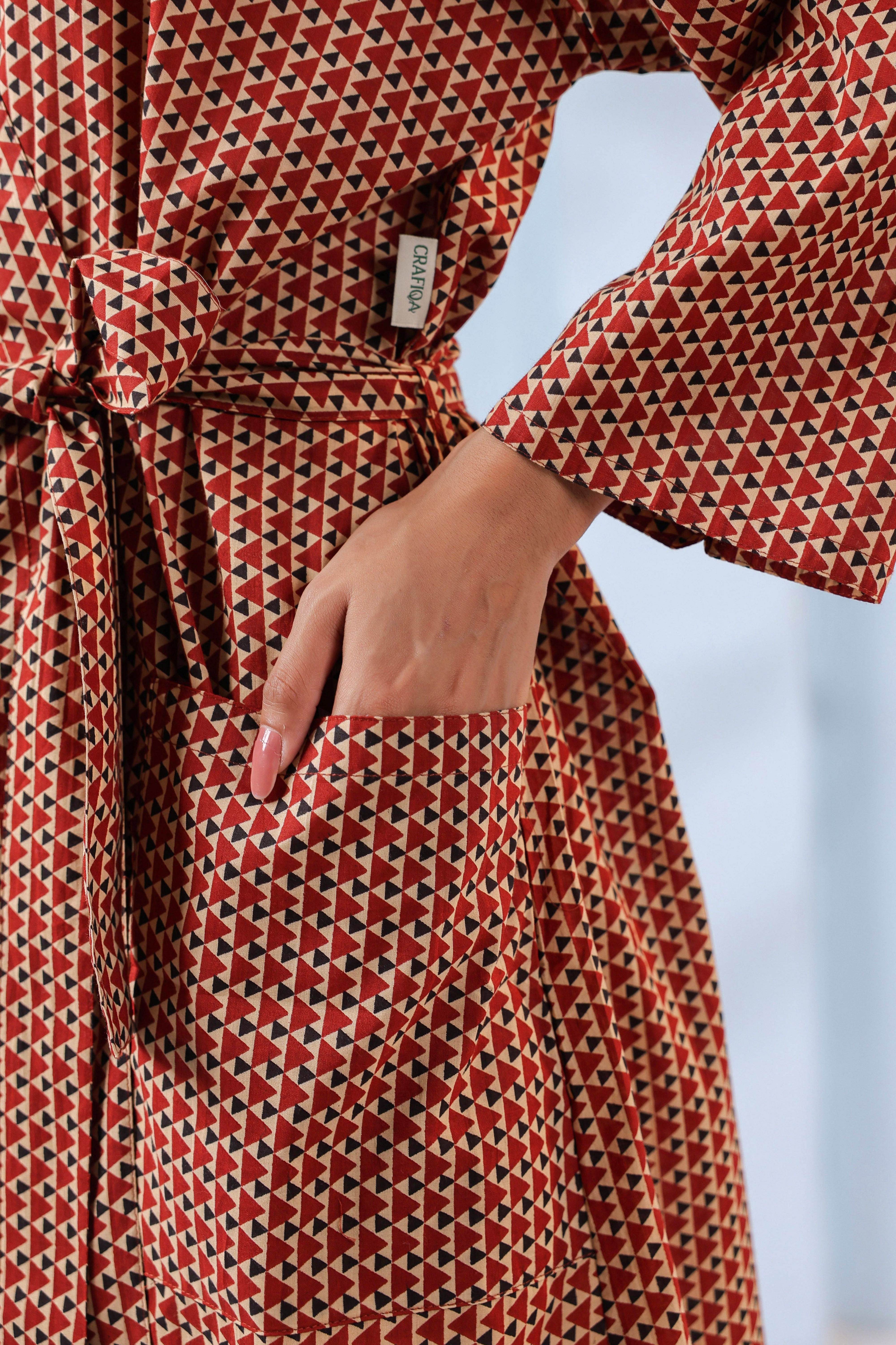 Terracotta Ajrakh Cotton Robe ( One-Size )