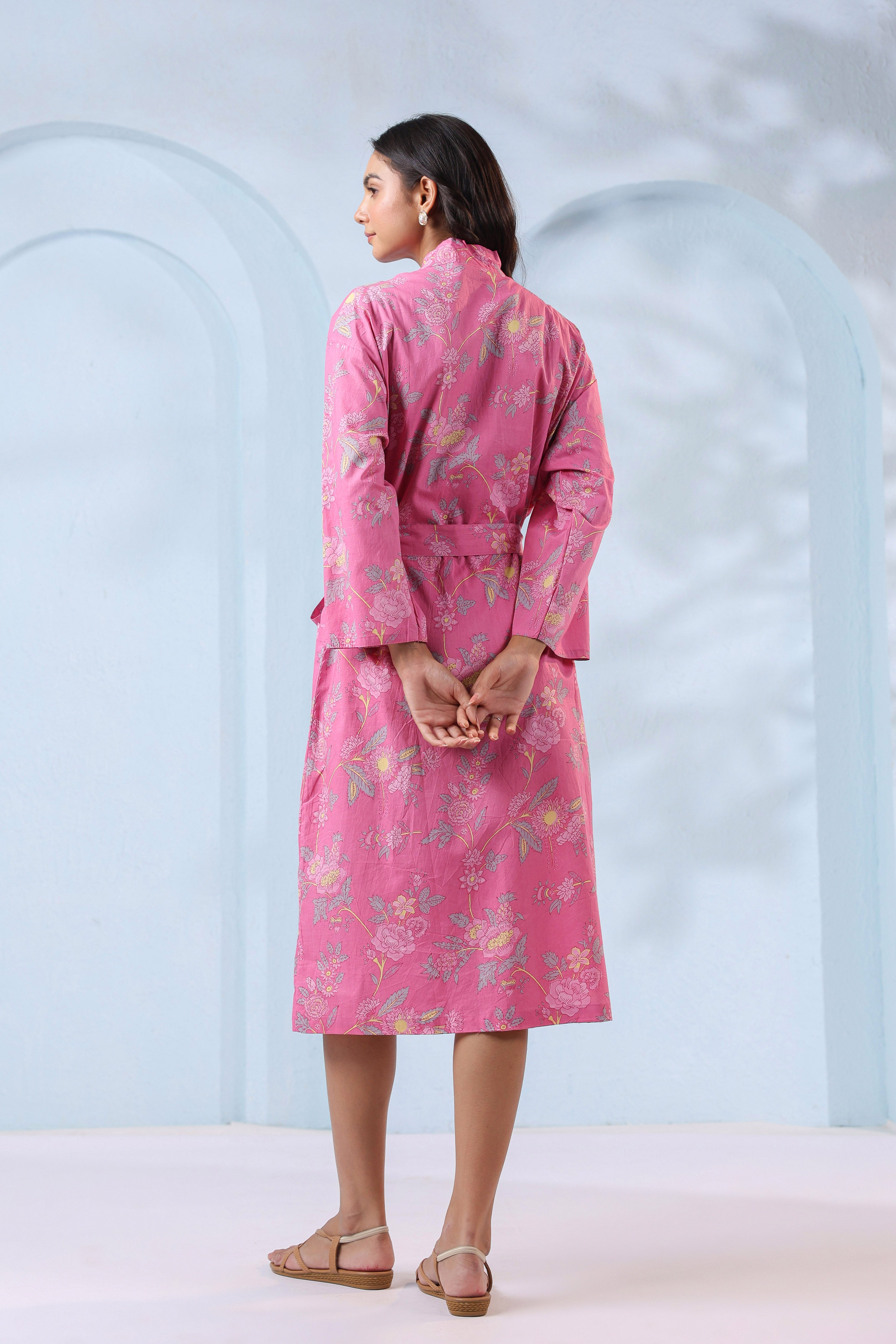 Taffy Pink Cotton Robe ( One-Size )