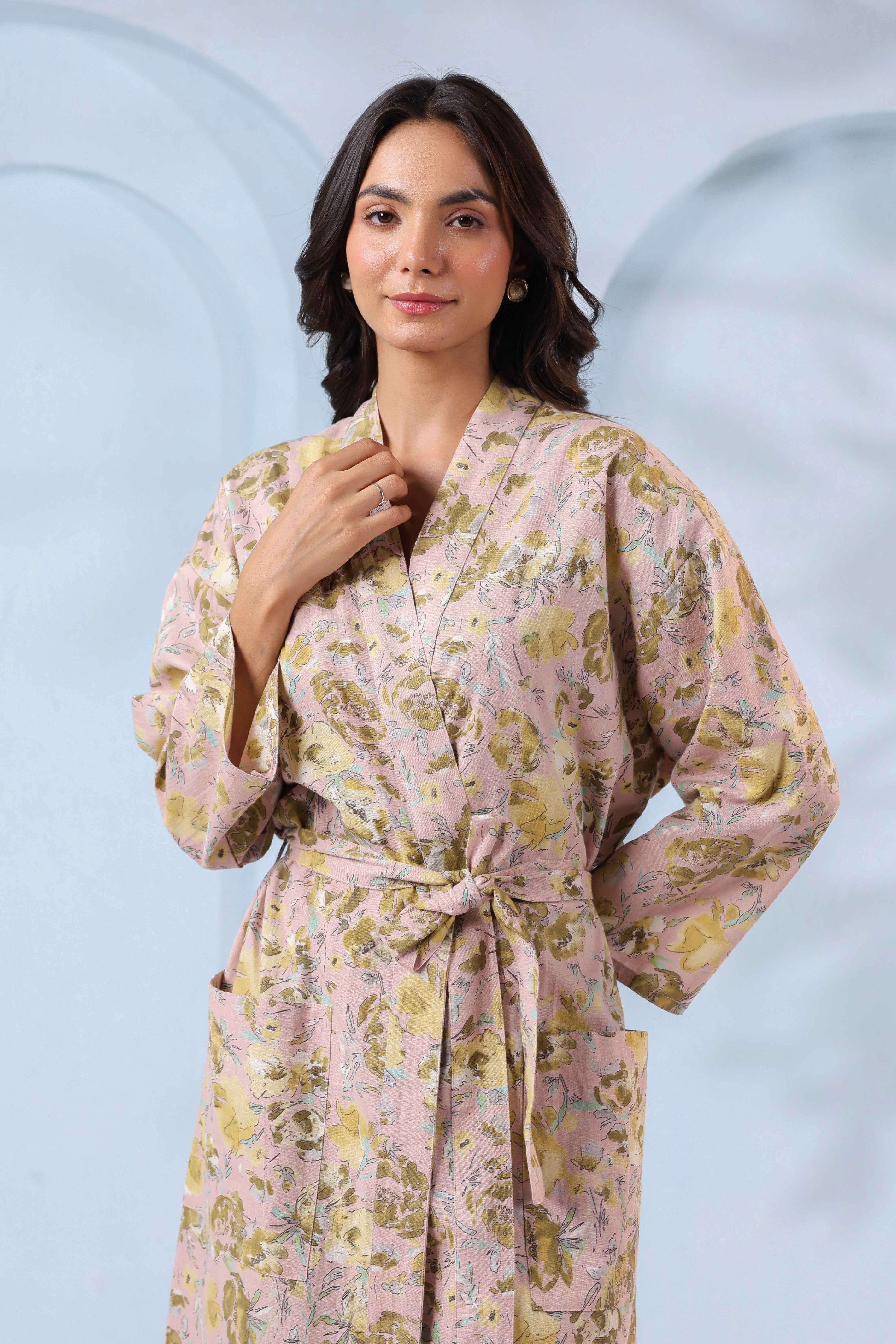 Peach Bud Cotton Flex Robe ( One-Size )