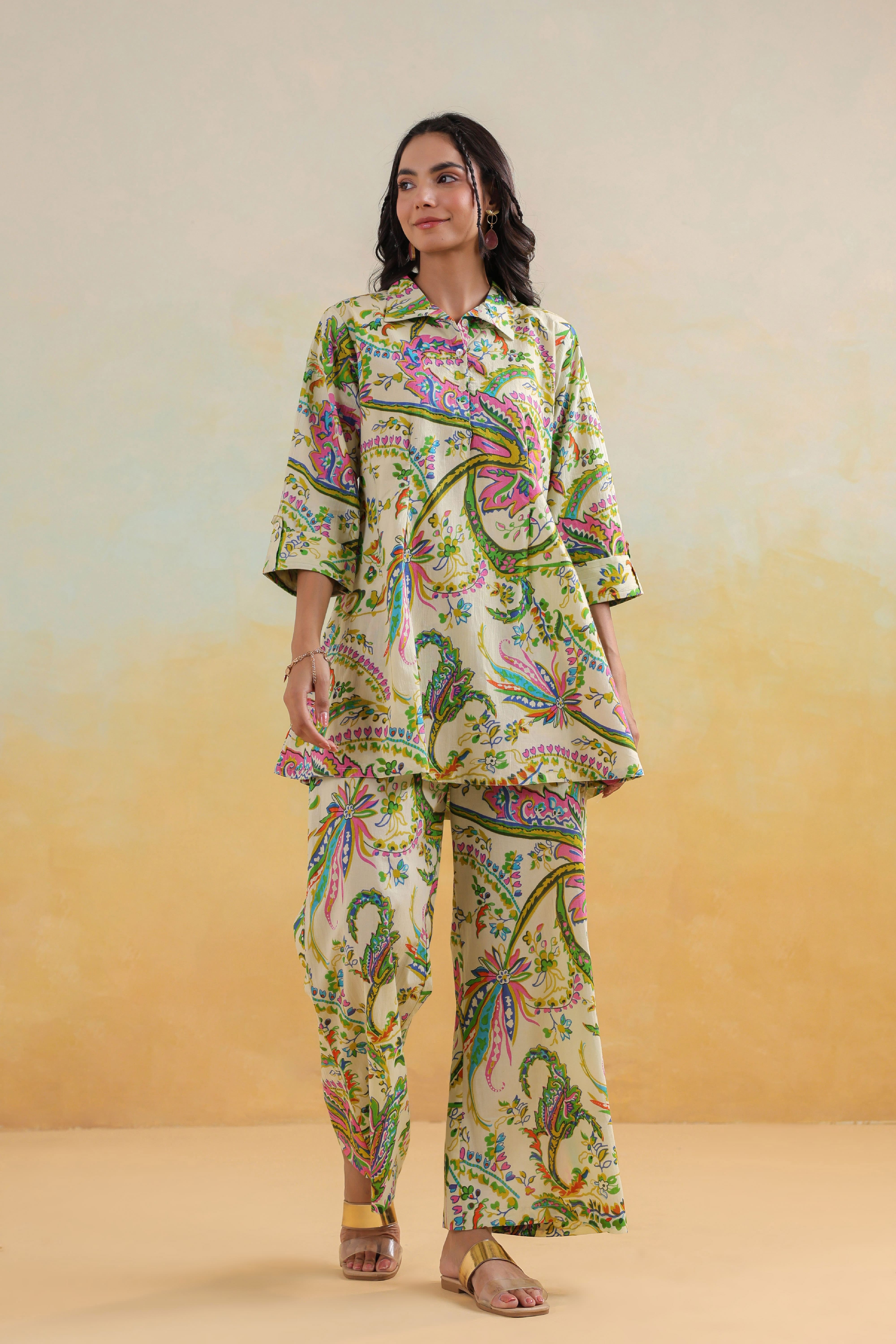 Tropical Vibes on Cotton Co-ord Set