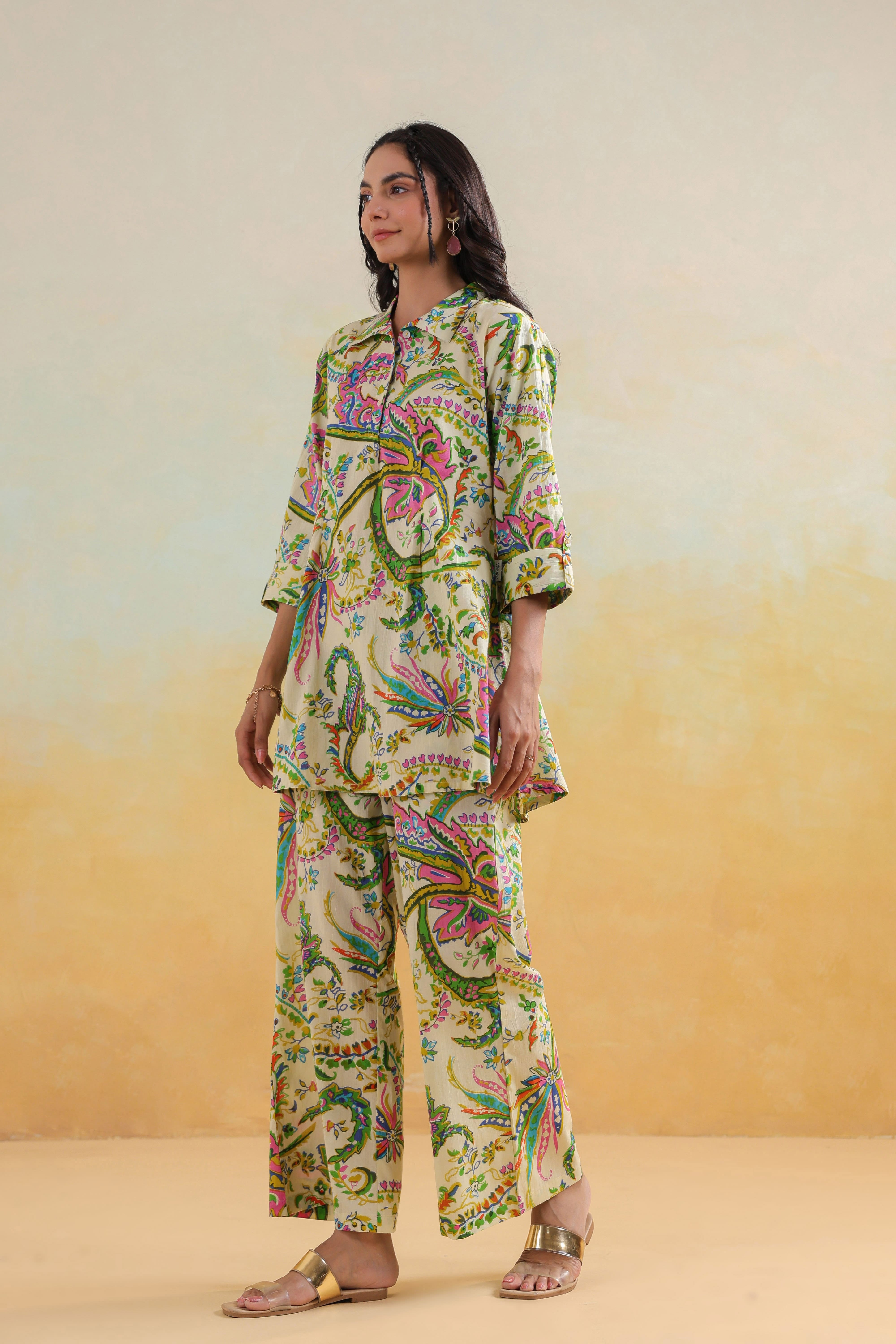 Tropical Vibes on Cotton Co-ord Set