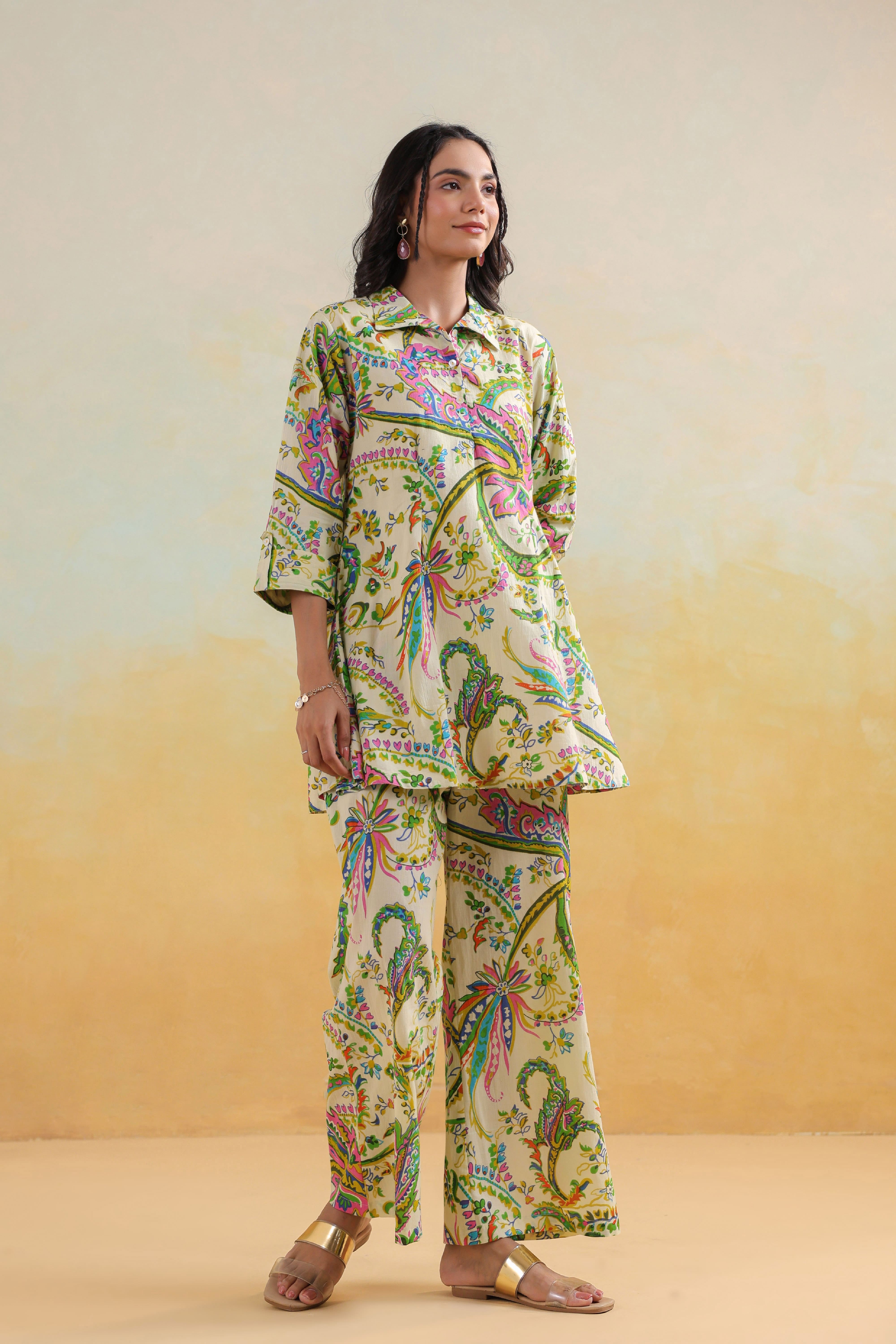 Tropical Vibes on Cotton Co-ord Set