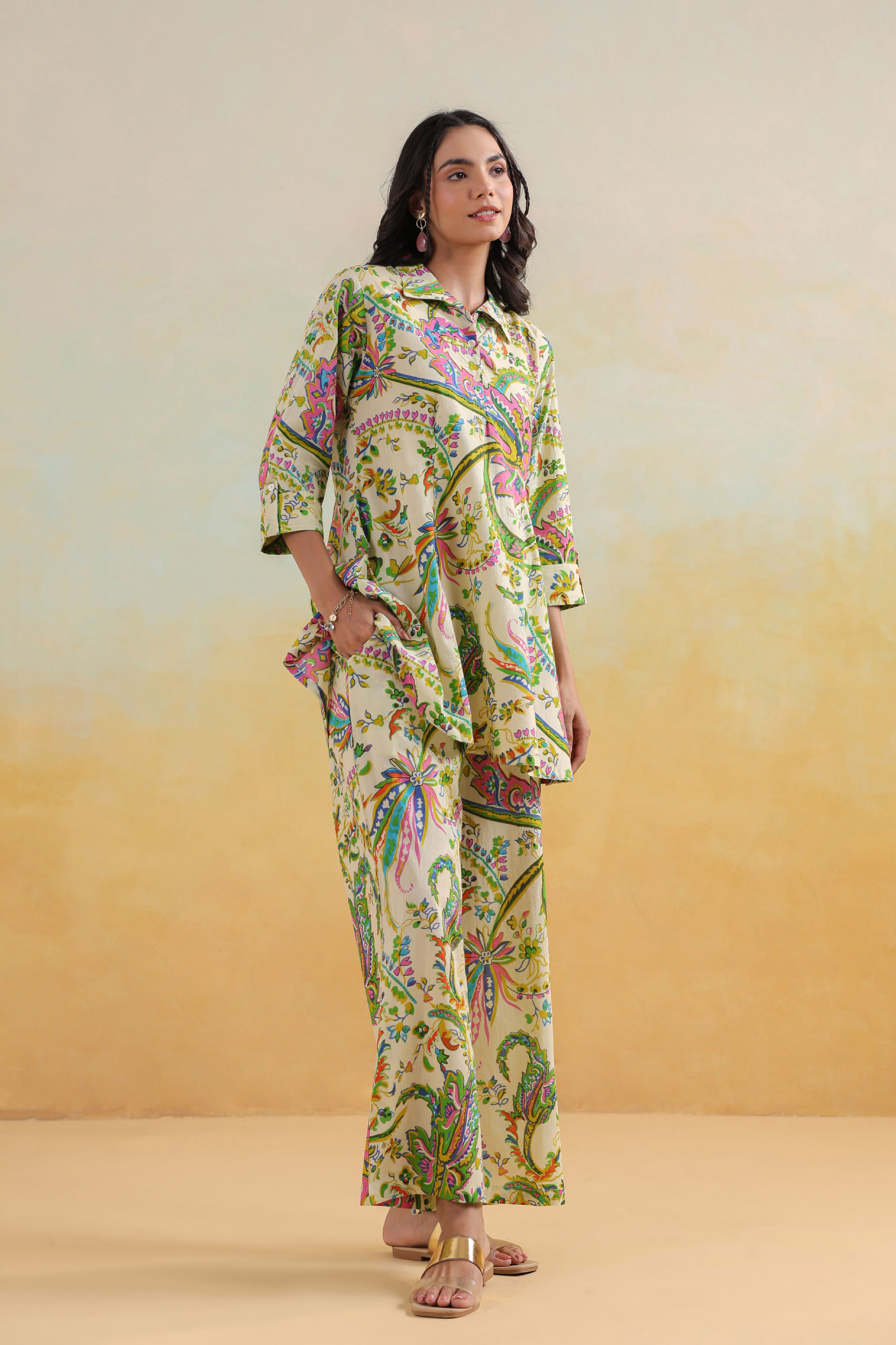 Tropical Vibes on Cotton Co-ord Set