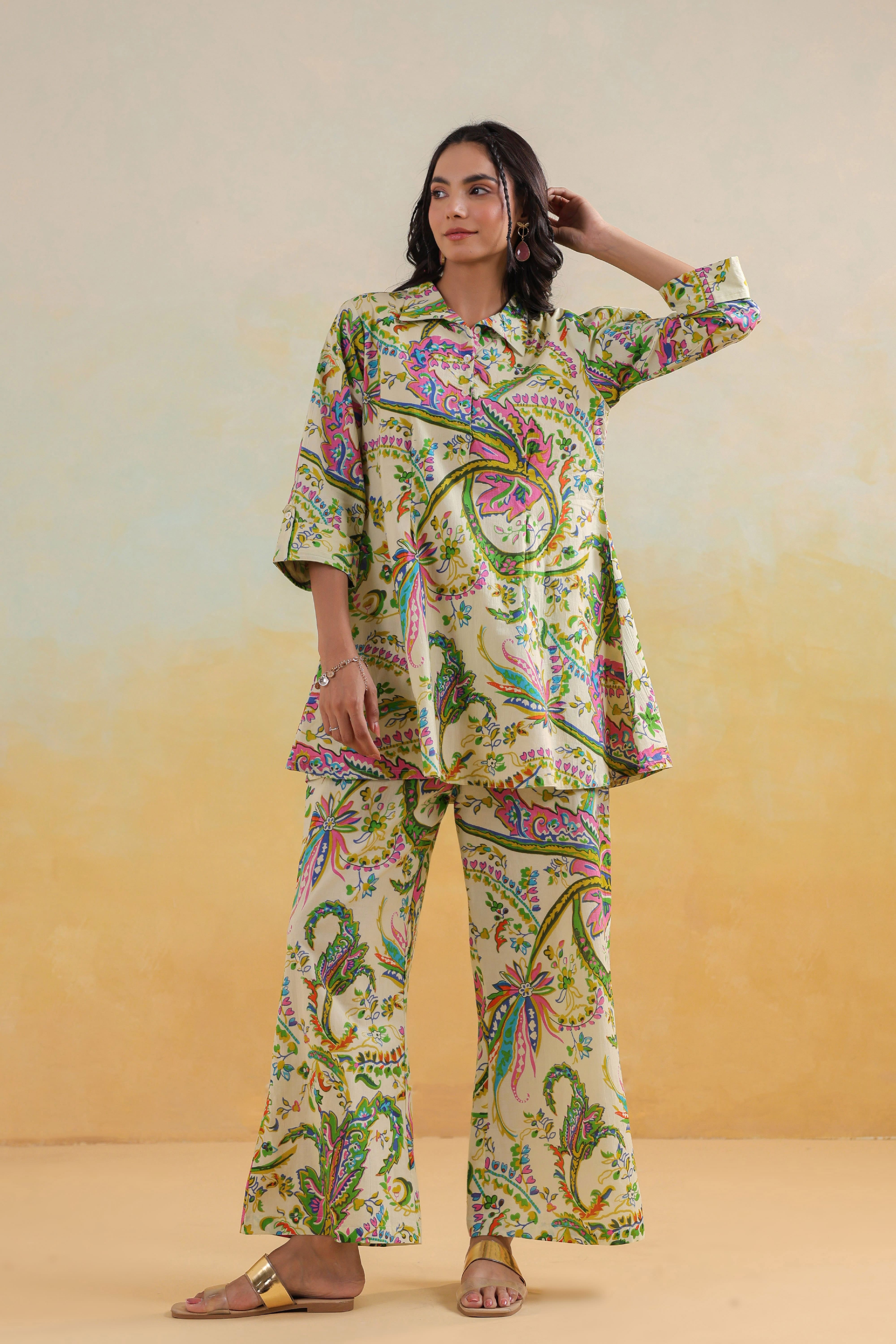 Tropical Vibes on Cotton Co-ord Set