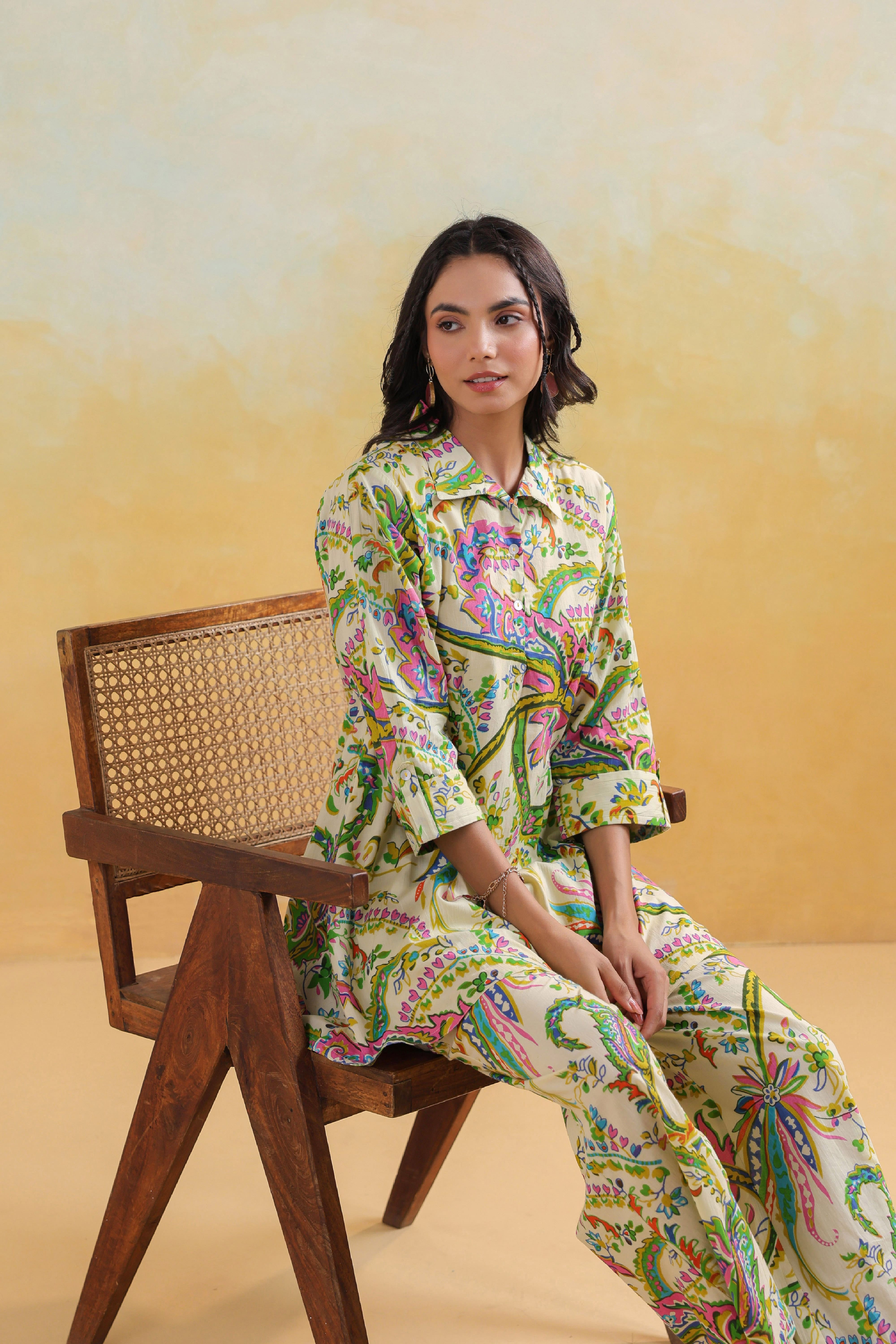 Tropical Vibes on Cotton Co-ord Set