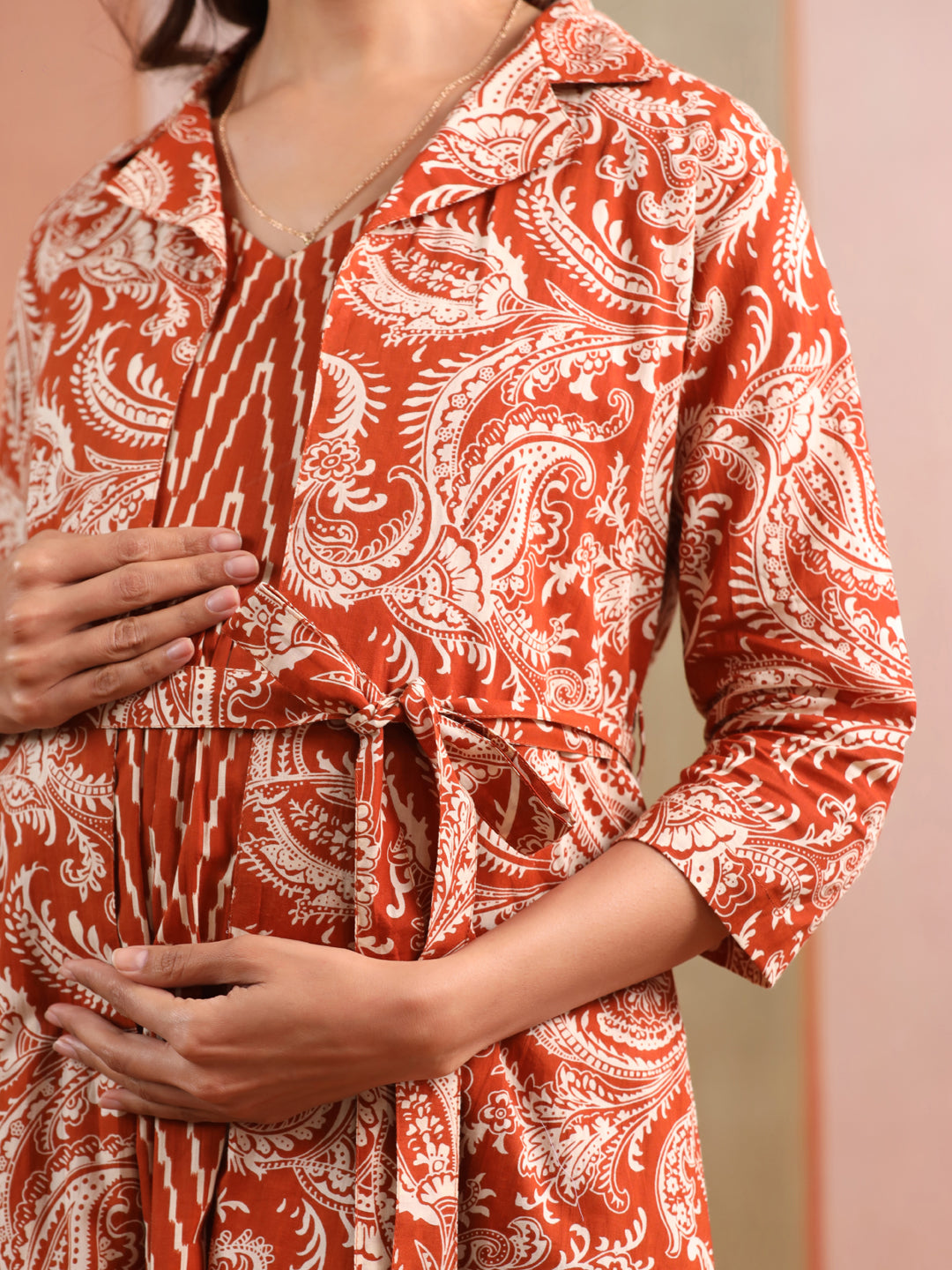 Rust Raga Cotton Maternity - Nursing Shrug Dress