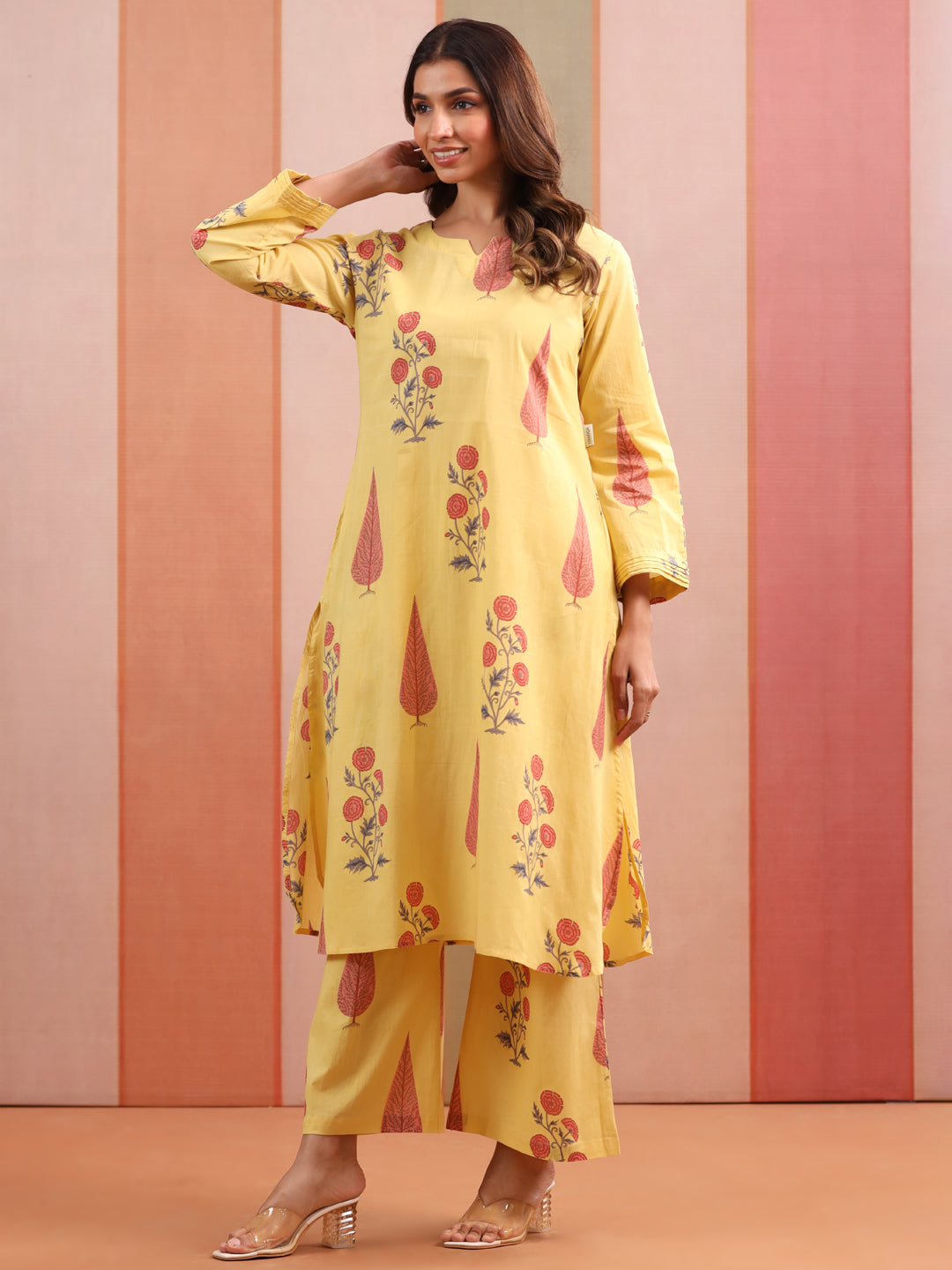 Basant Mughal Boota Cotton Co-ord Set