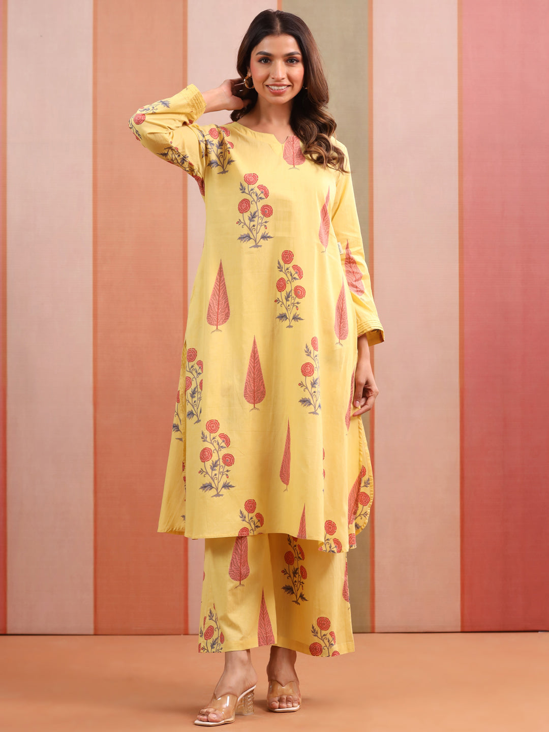 Basant Mughal Boota Cotton Co-ord Set